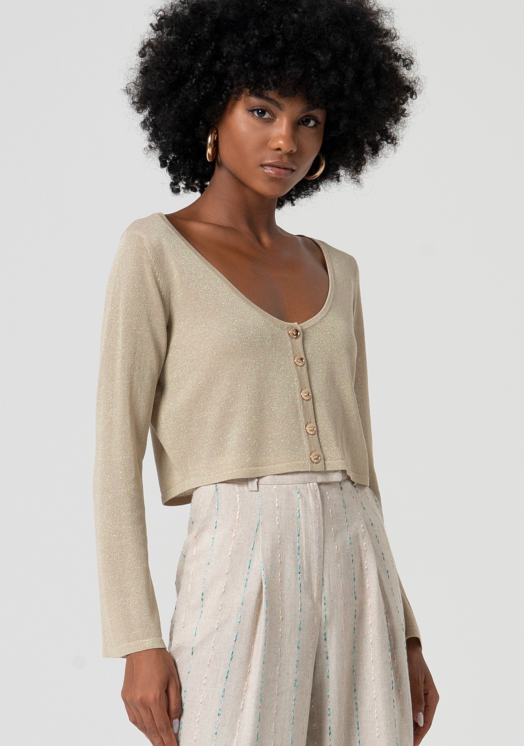 Knitted cardigan cropped with boat neckline Fracomina FS25ST8007K414Q7-050-2