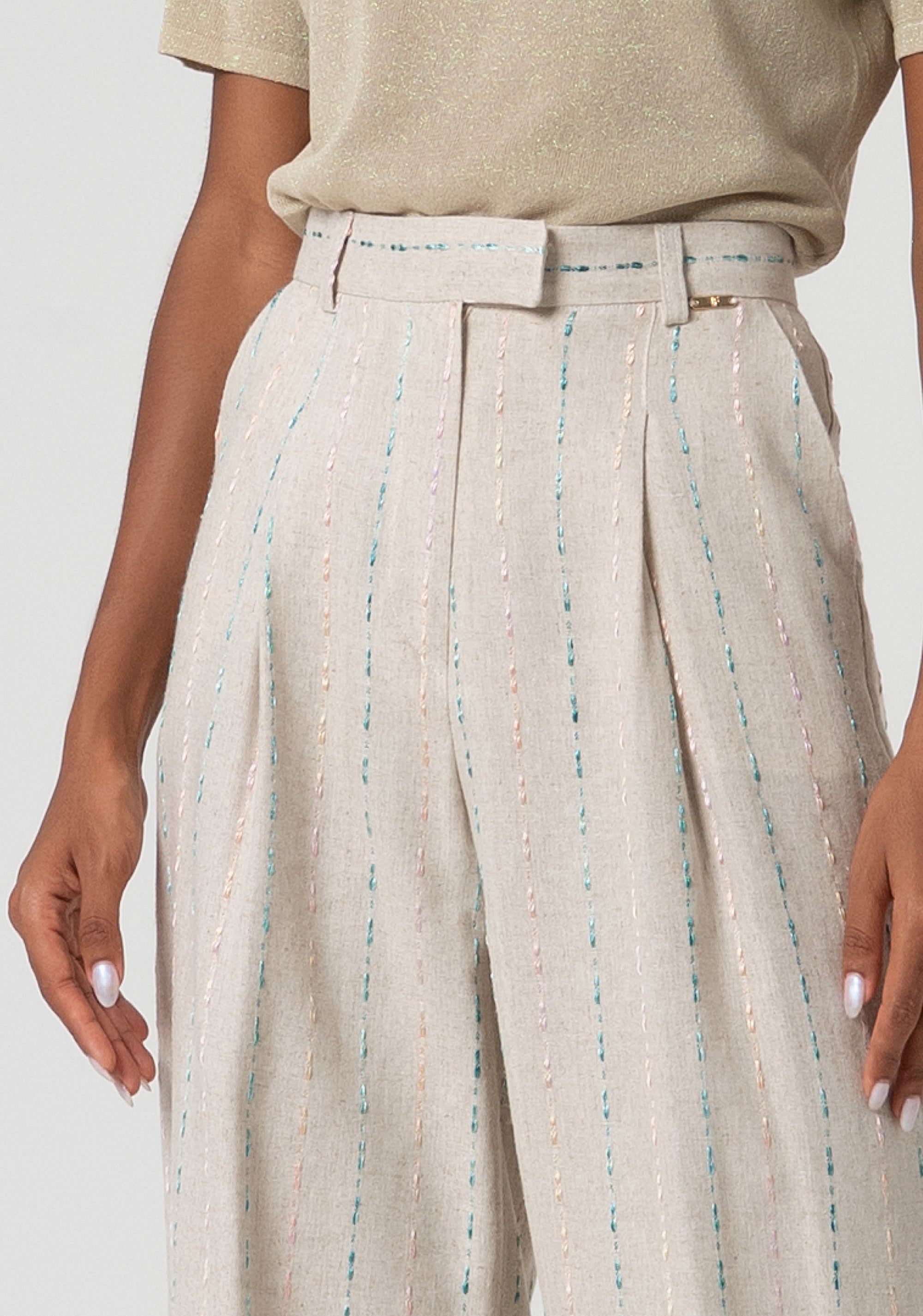 Palazzo pant with linen Fracomina FS25SV3007W788N8-050-2