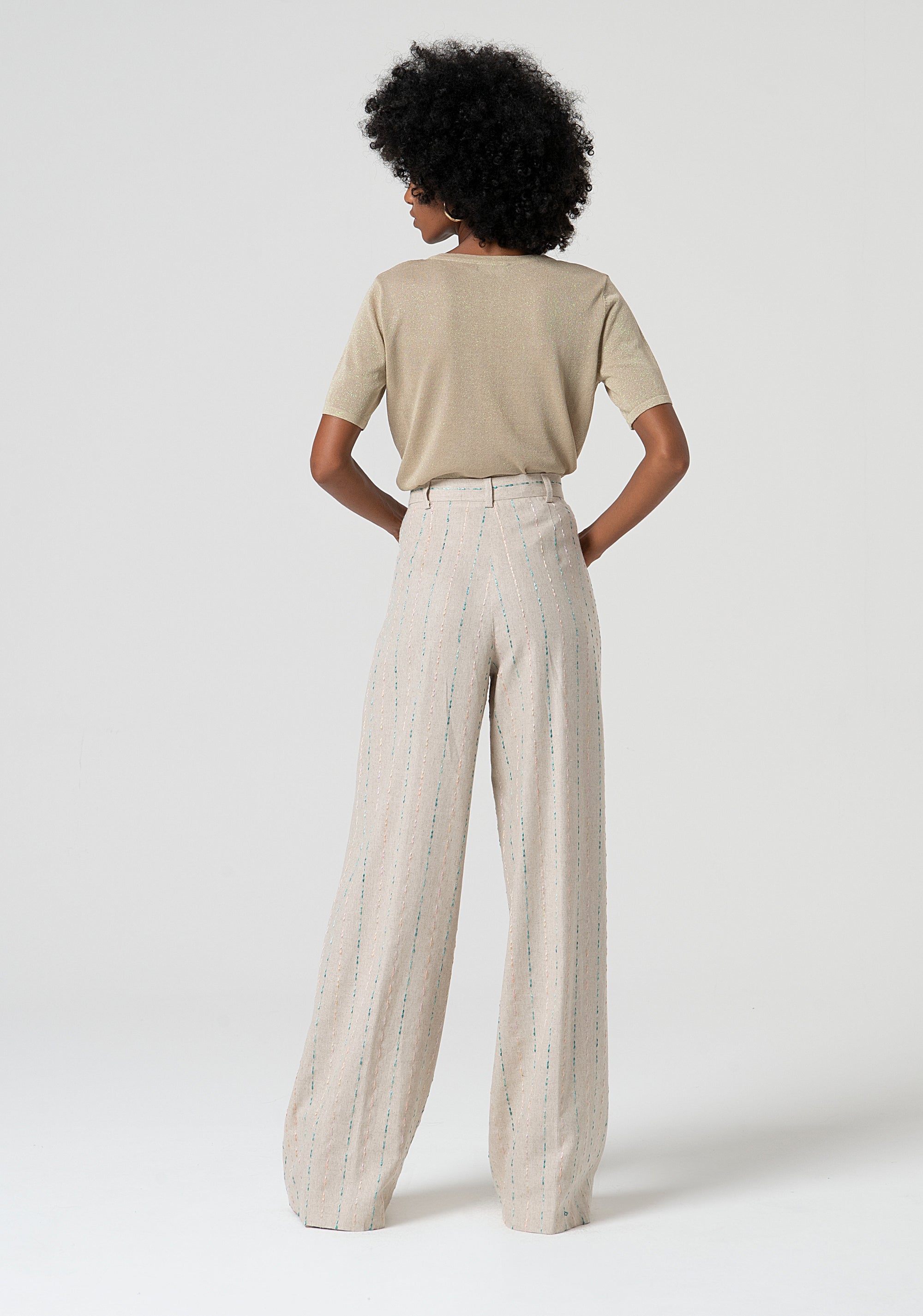 Palazzo pant with linen Fracomina FS25SV3007W788N8-050-4