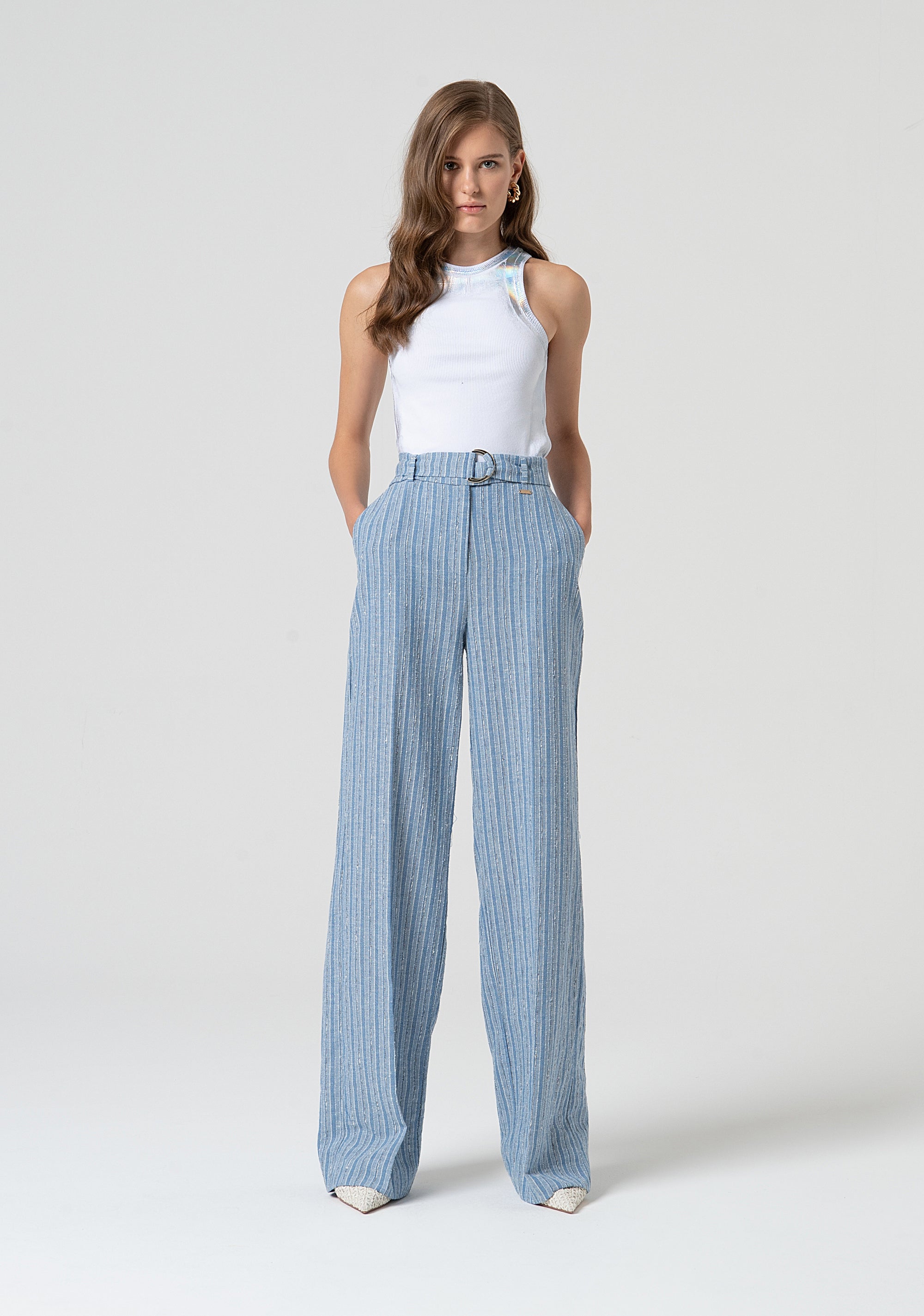 Palazzo pant with stripes Fracomina FS25SV3008W402Q6-064-1_bbf4c790-81e6-43bf-86ef-f99df01c9612