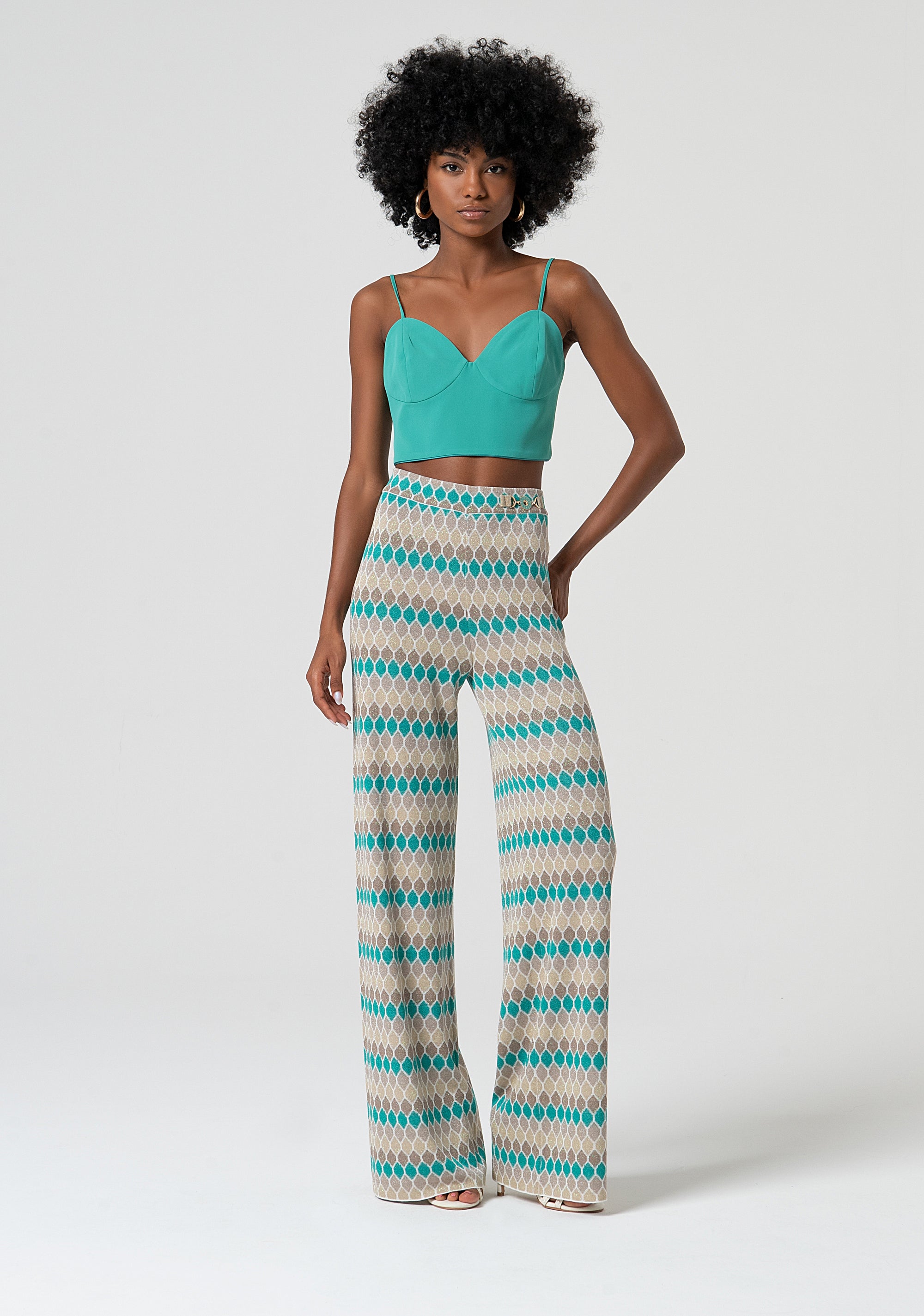 Palazzo pant with geometrical jacquard effect Fracomina FS25SV3011K414F8-210-1