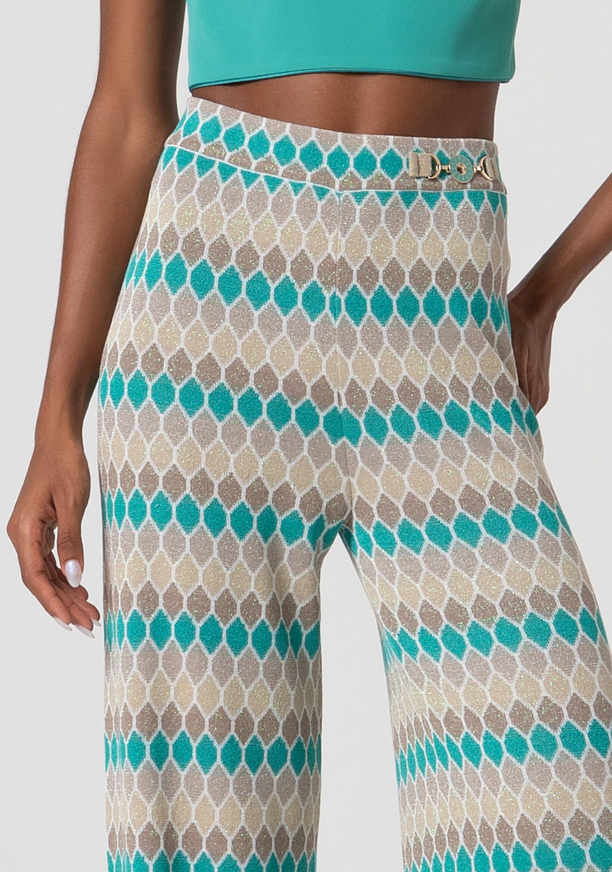 Palazzo pant with geometrical jacquard effect Fracomina FS25SV3011K414F8-210-2
