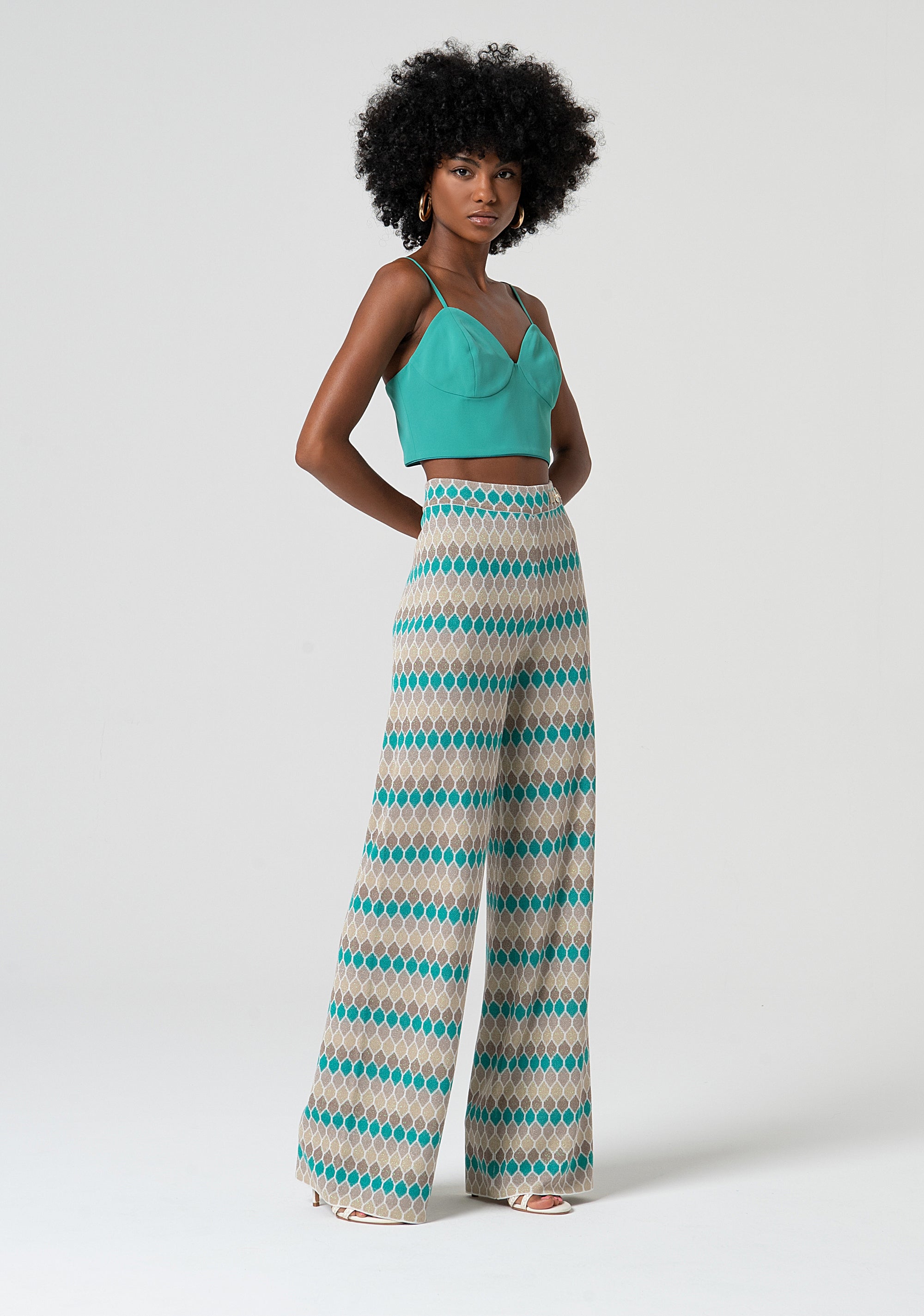 Palazzo pant with geometrical jacquard effect Fracomina FS25SV3011K414F8-210-3