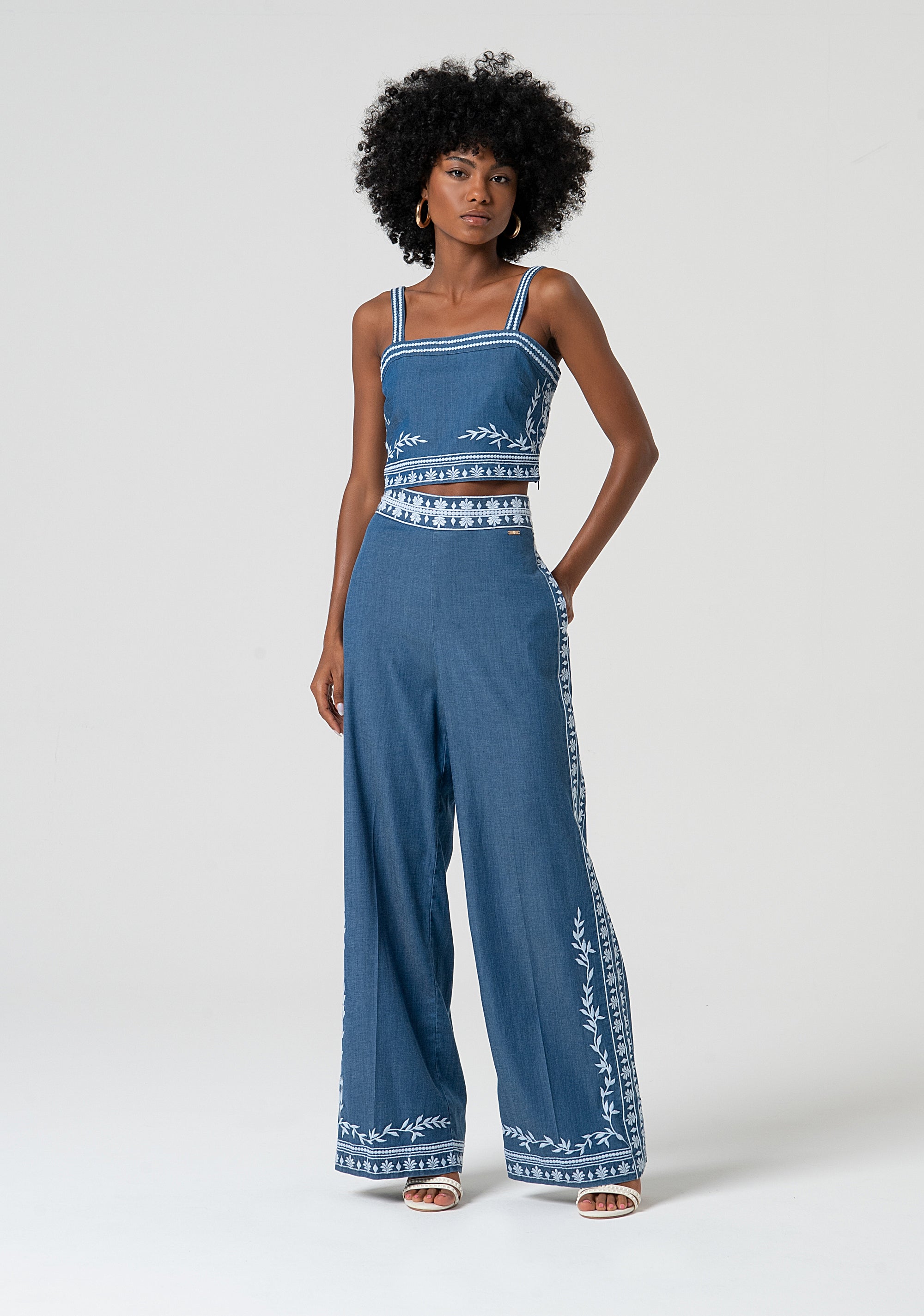 Wide-Leg trousers with decorative embroidery Fracomina FS25SV3015W792E5-175