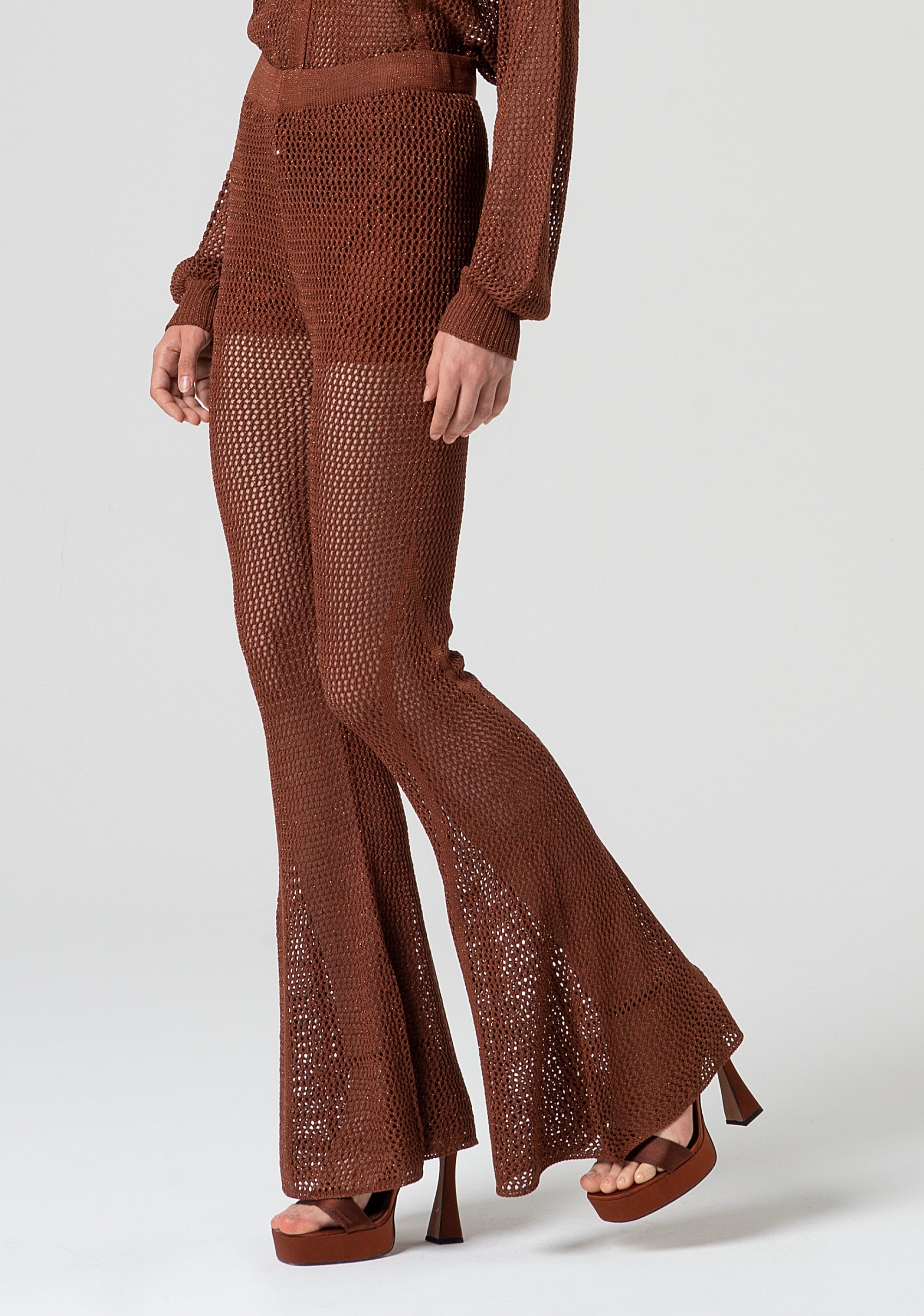 Bootcut pant made in mesh fabric with lurex Fracomina FS25SV9003K514O7-T28-2