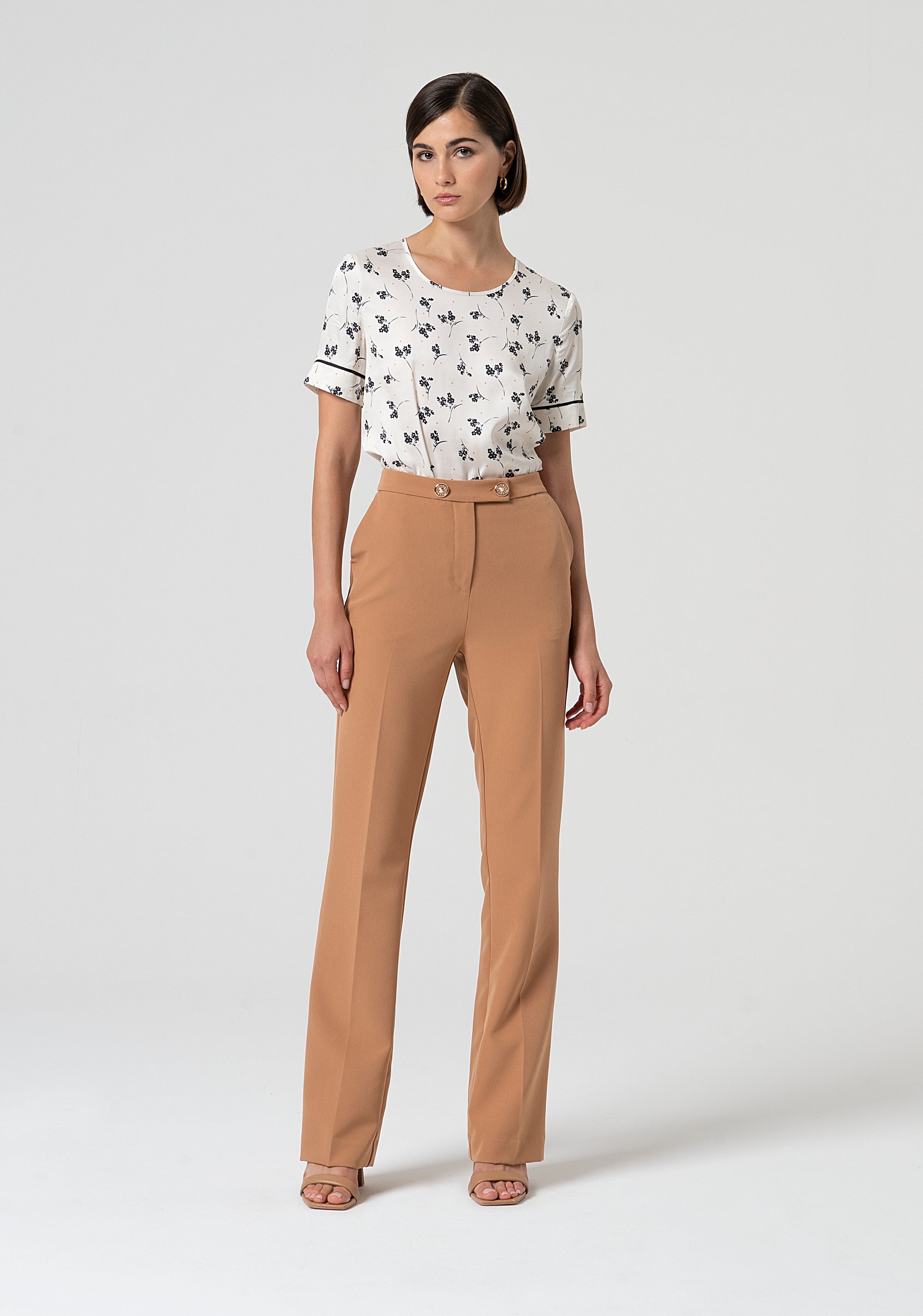 Bootcut pant made in shiny stretch fabric Fracomina FS25SVA001W42901-E11-1