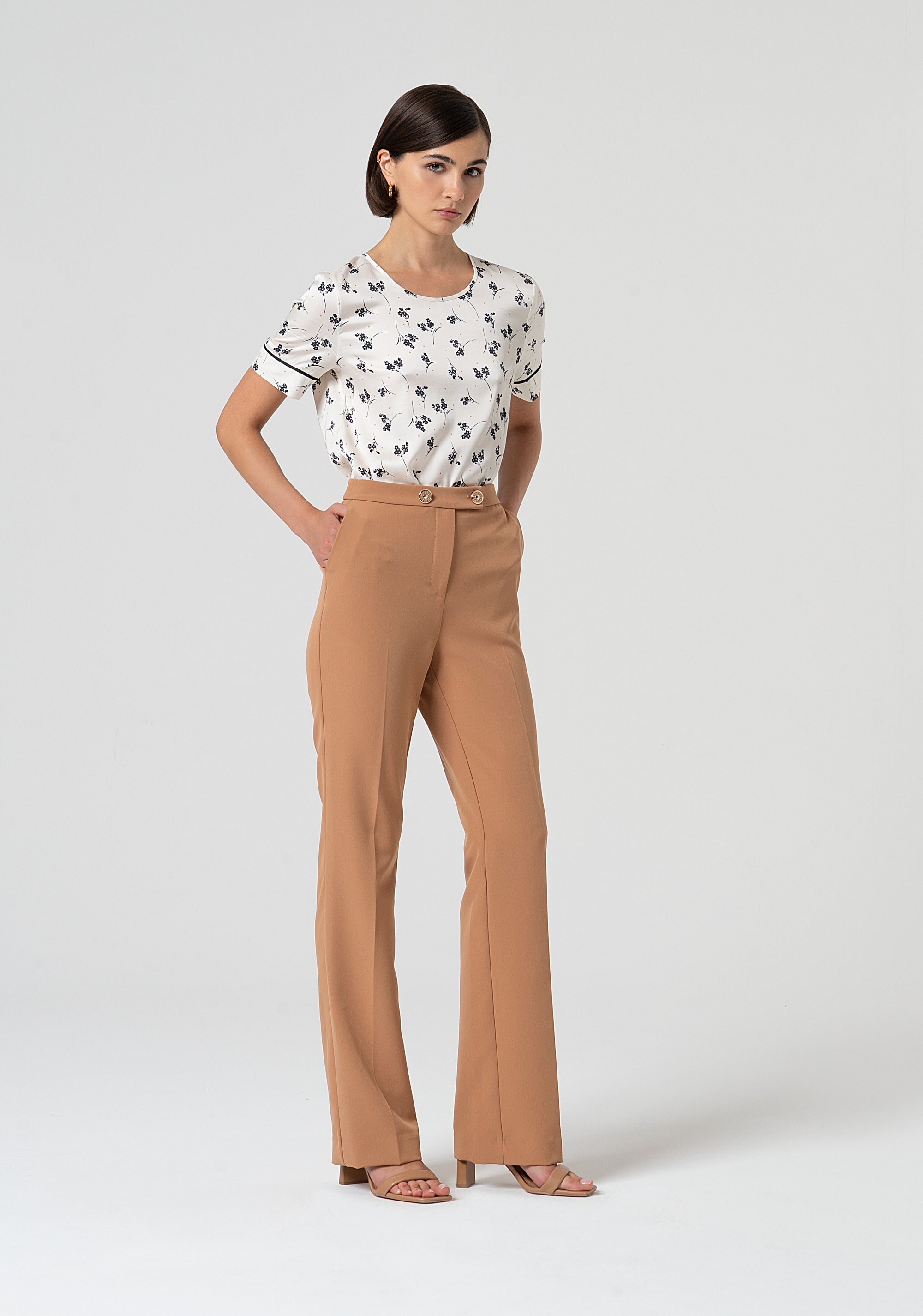 Bootcut pant made in shiny stretch fabric Fracomina FS25SVA001W42901-E11-3