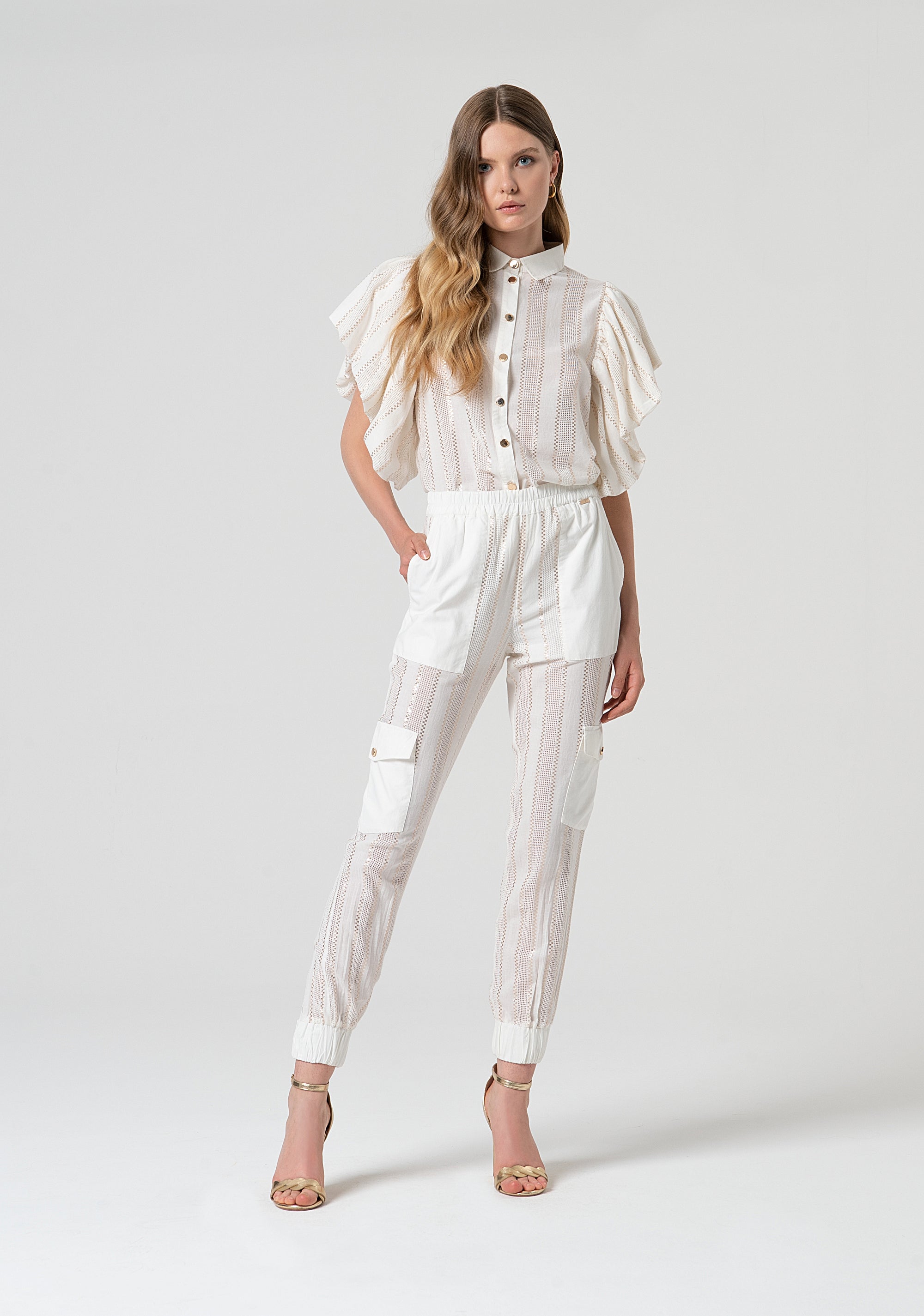 Cargo pant with lurex and stripes Fracomina FS25SVC002W403Q7-278-1