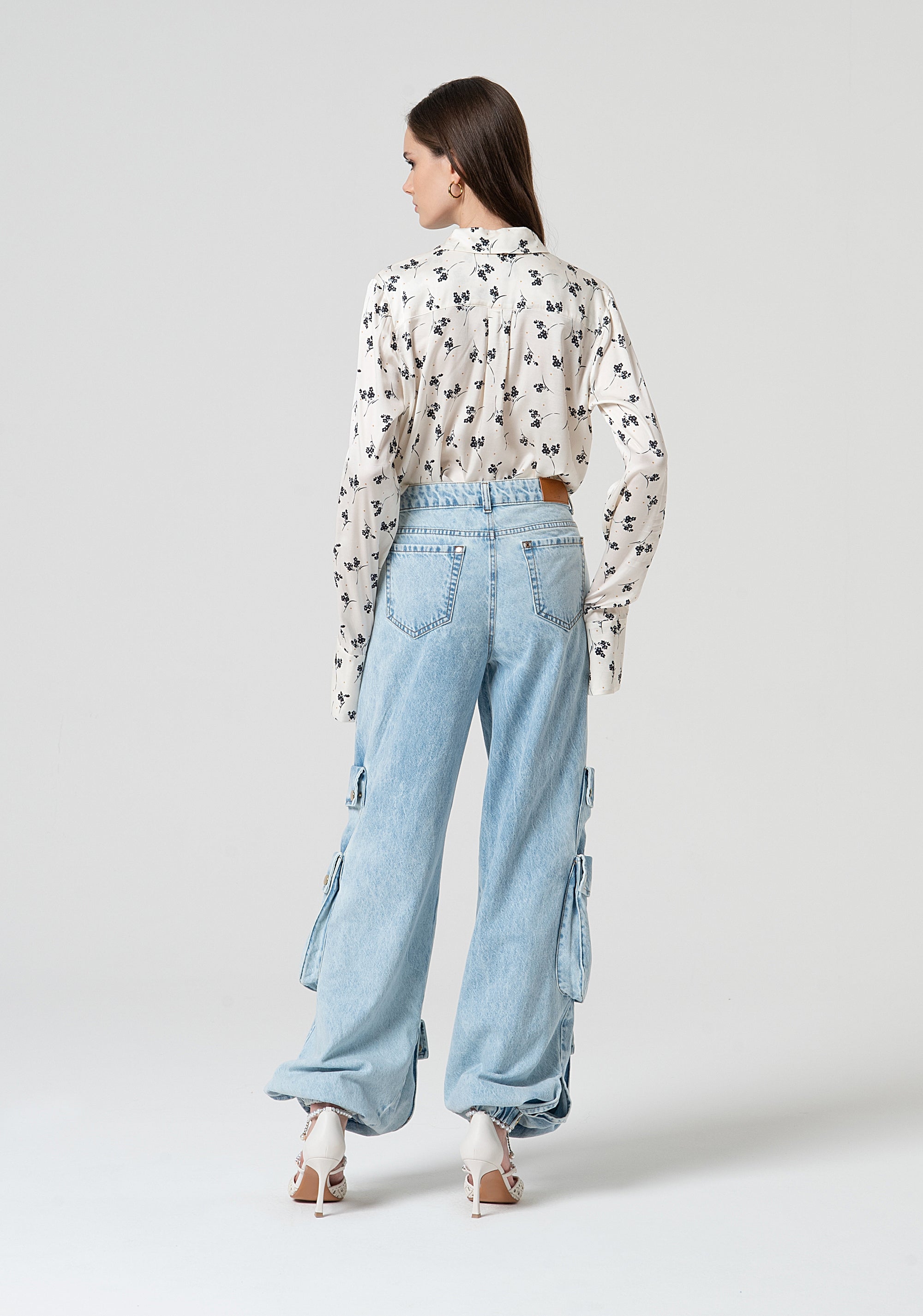 Jeans cargo made in denim with bleached wash Fracomina FS25SVC003D40093-378-4