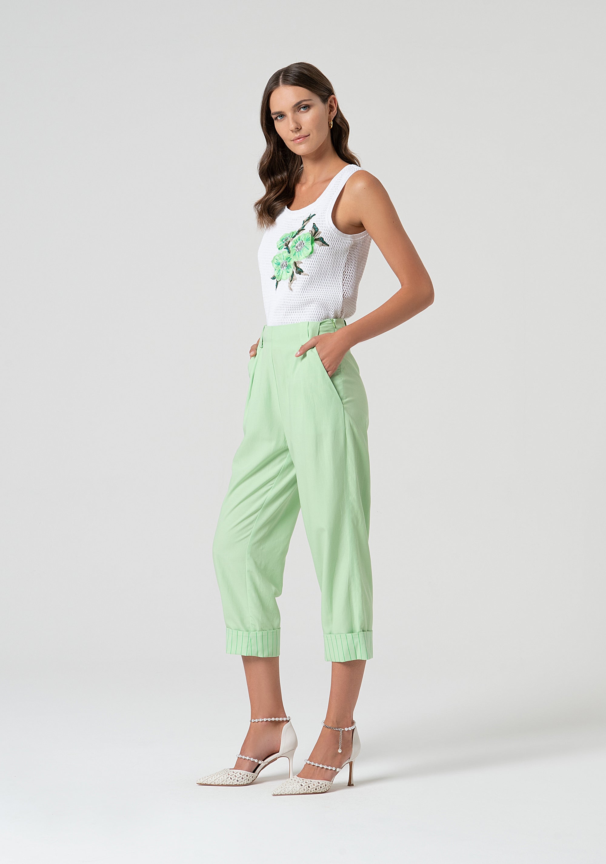 Carrot pant with linen Fracomina FS25SVD001W70901-506-3