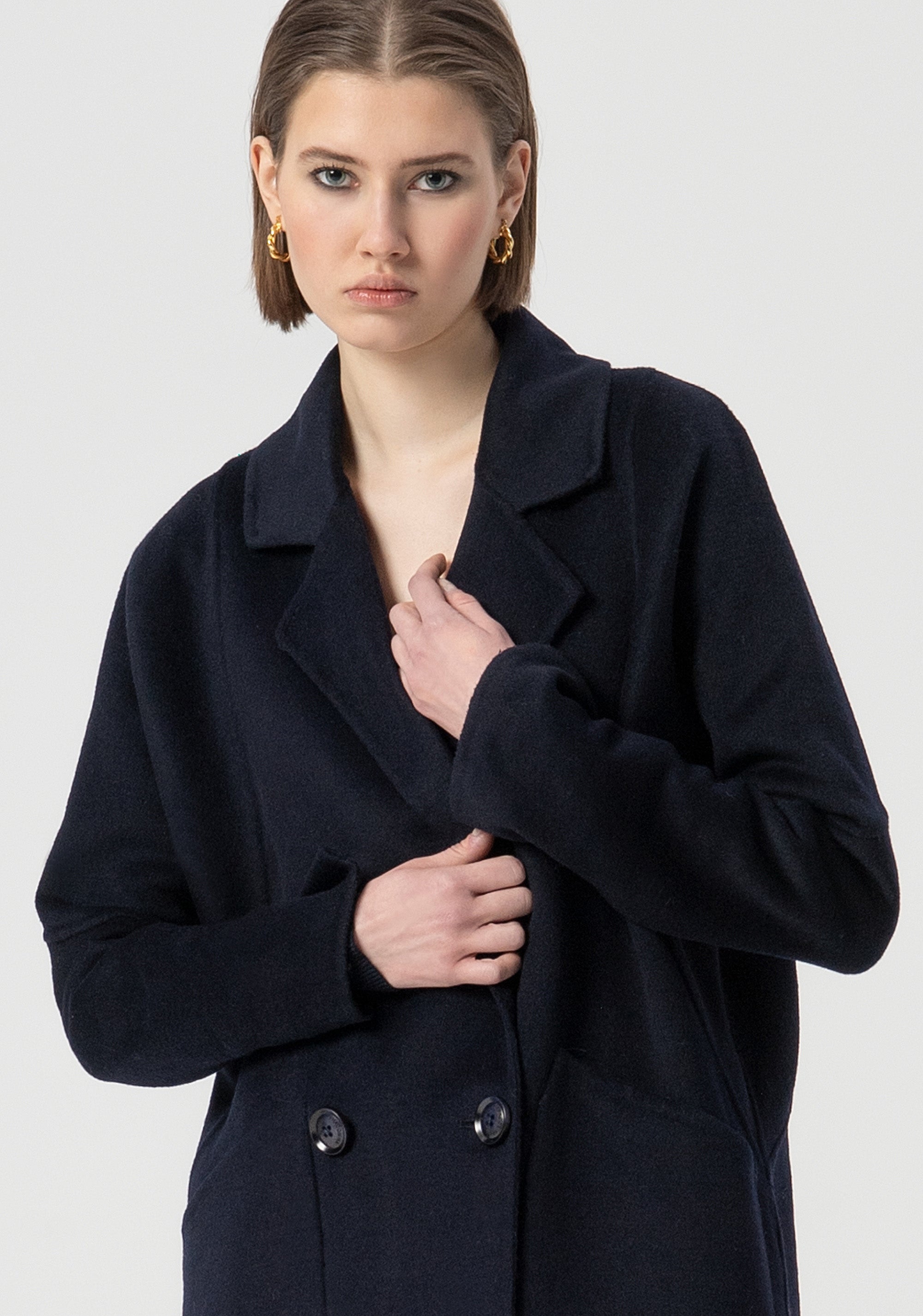 Long coat over fit double breasted with wool Fracomina FS25WC1003W74001-064-2