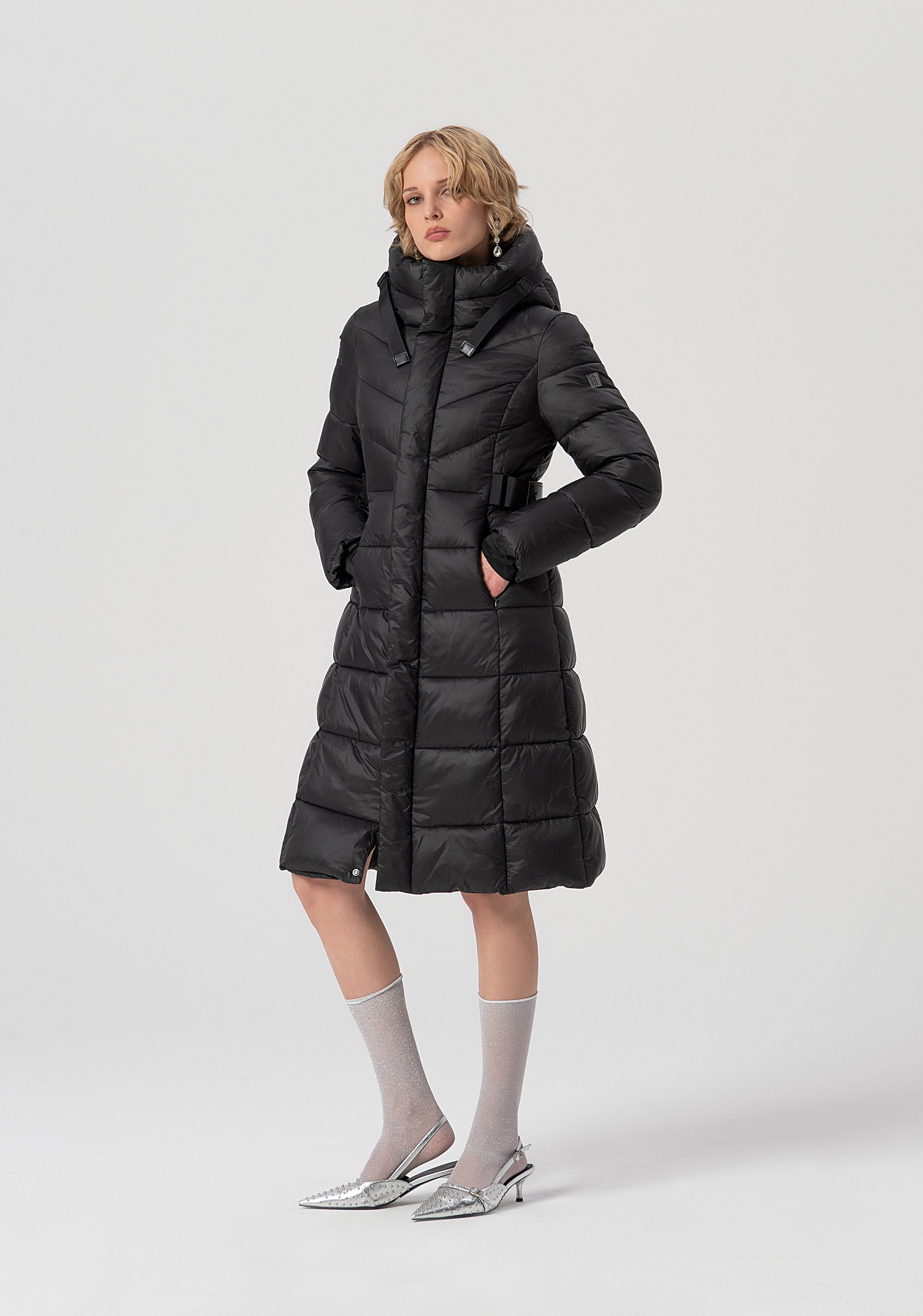 Long padded jacket regular fit made in quilted nylon Fracomina FS25WC3001O42301-053-1