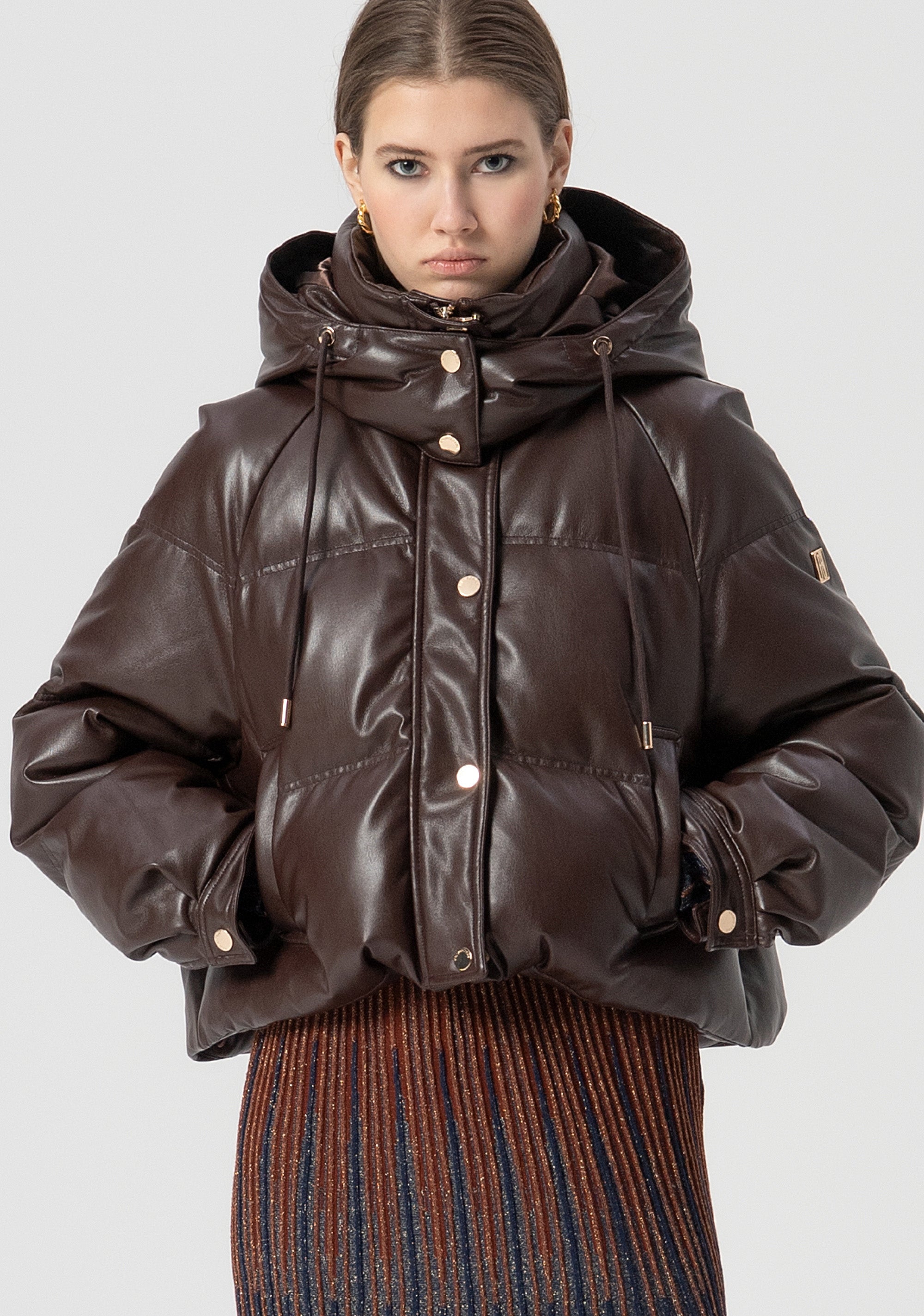 Padded jacket cropped with hood Fracomina FS25WC3002P41101-091-1