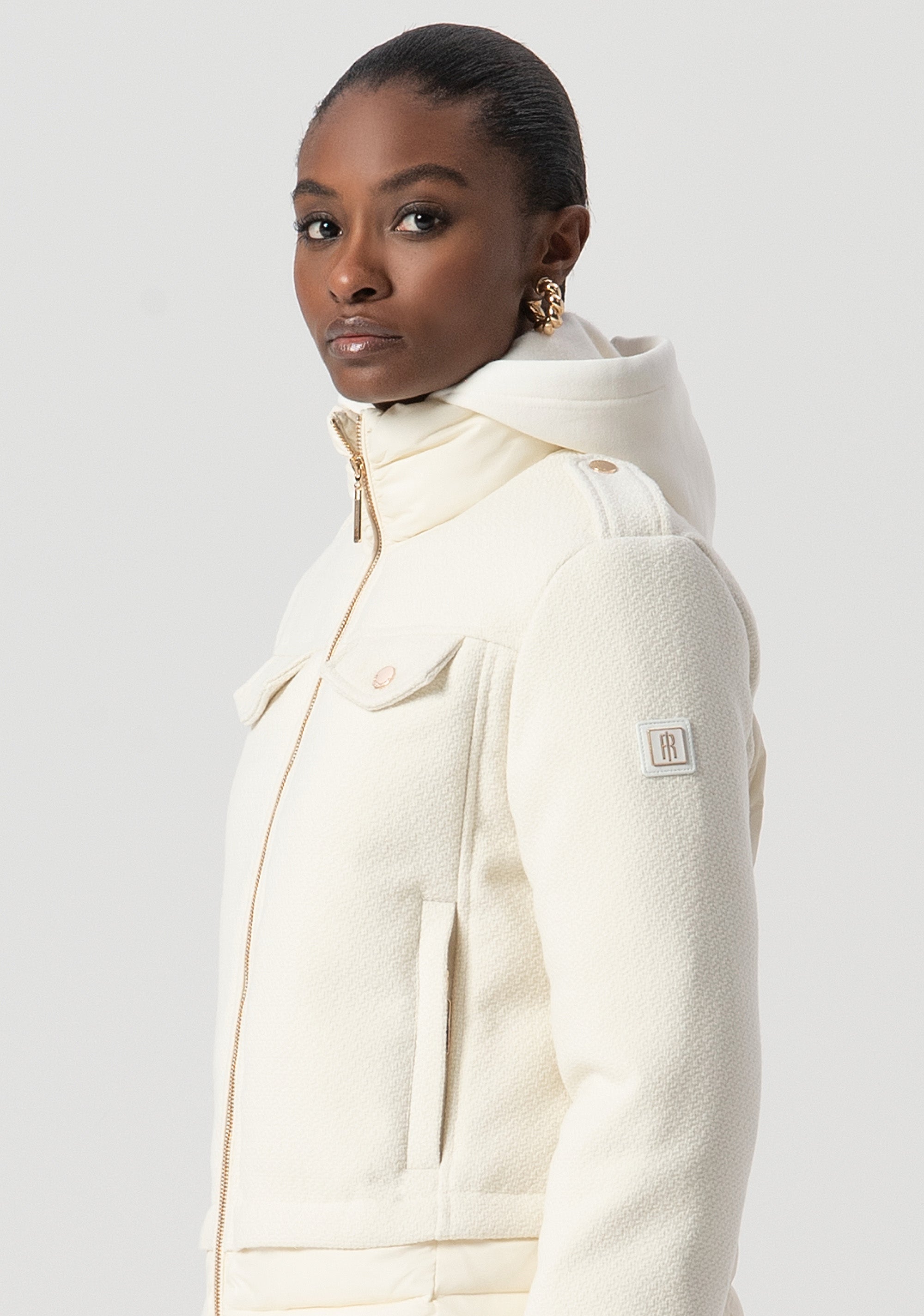 Padded jacket regular fit made in mixed fabric Fracomina FS25WC3003O41901-108-2
