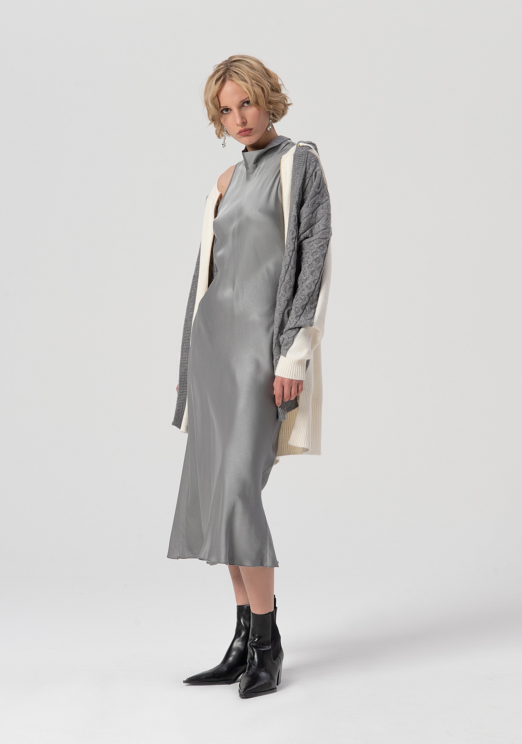 Sleeveless dress middle length made in satin Fracomina FS25WD2009W45101-156-4