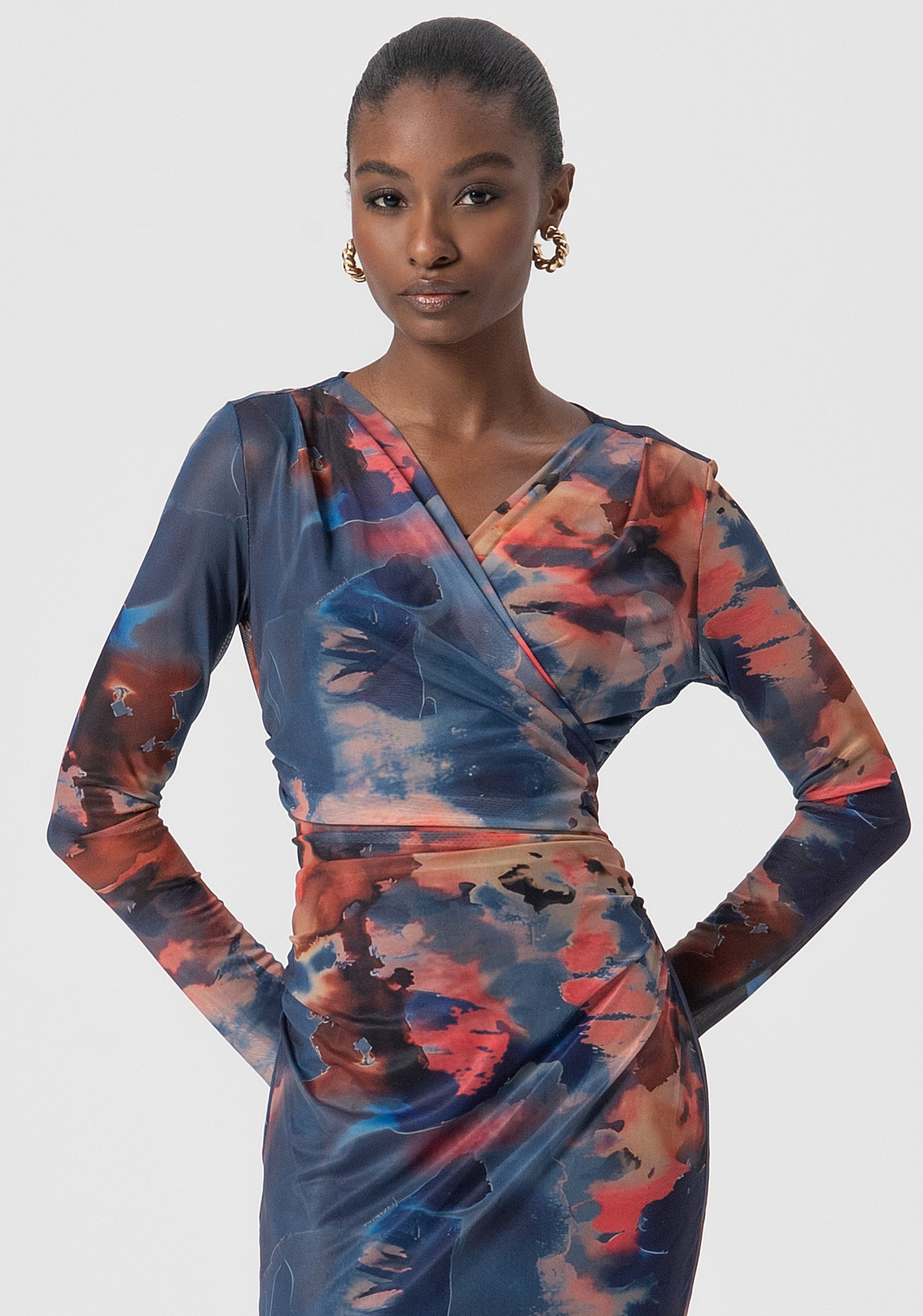 Long dress slim fit with conceptual pattern Fracomina FS25WD2010W823K5-210-2