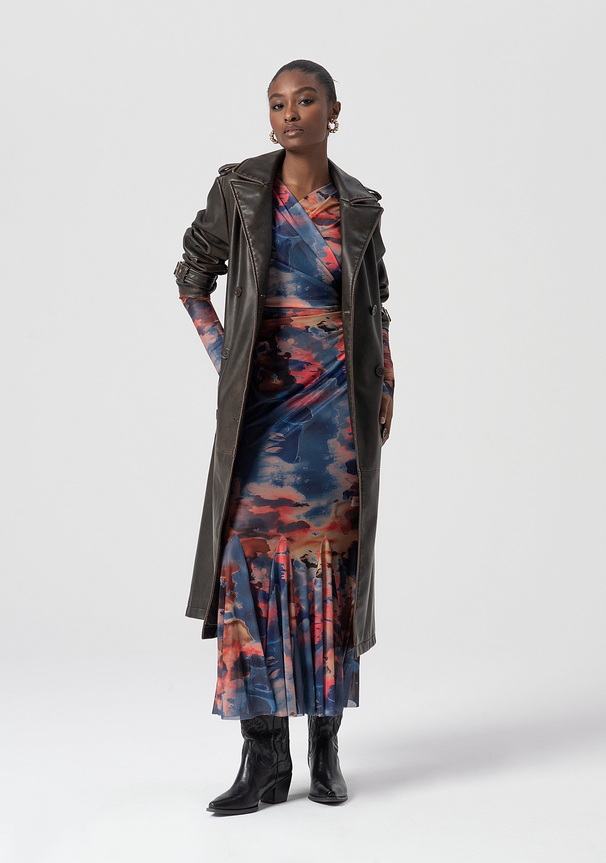 Long dress slim fit with conceptual pattern Fracomina FS25WD2010W823K5-210-4