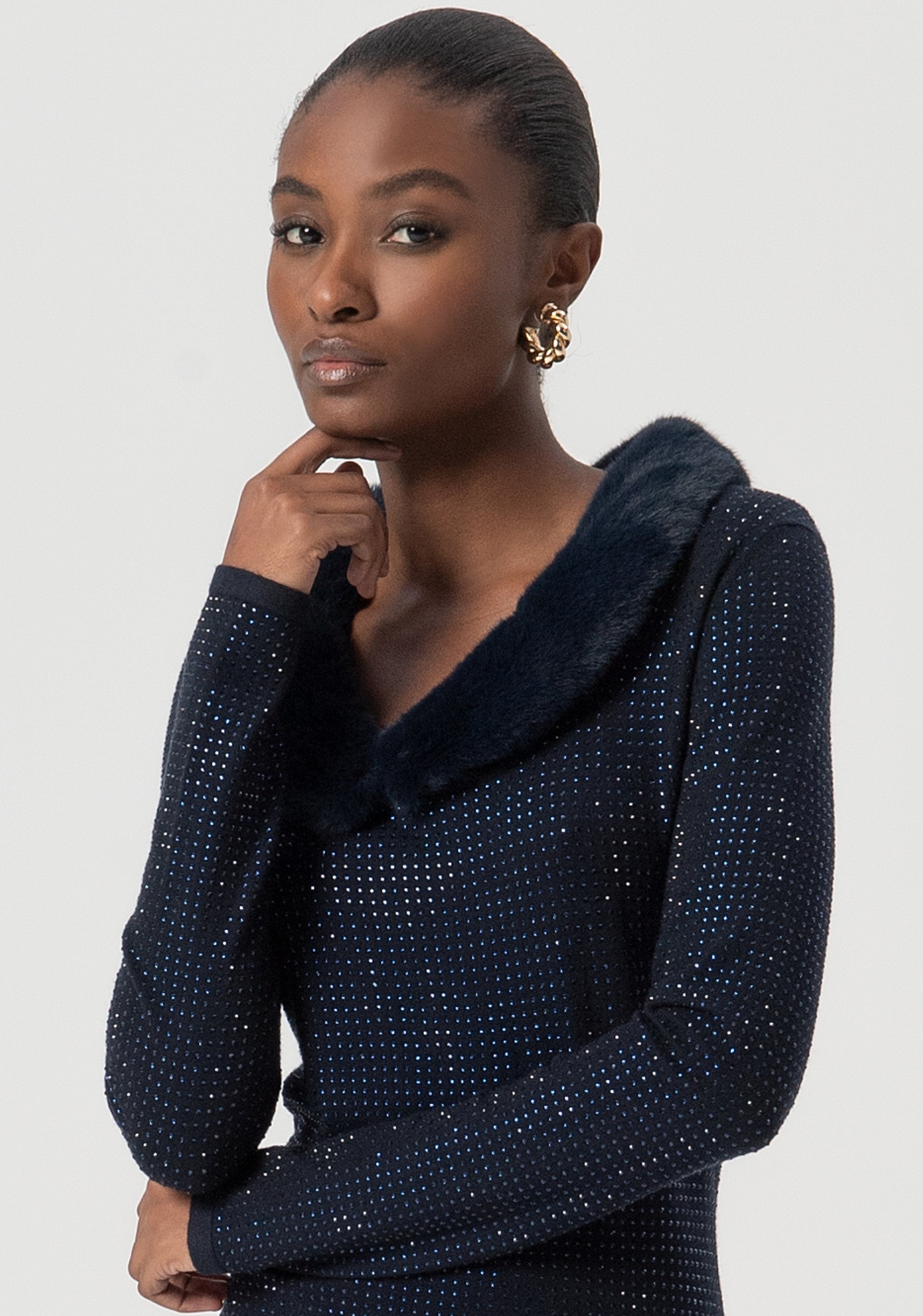 Dress slim fit middle length with shiny strasses Fracomina FS25WD5002K50201-064-2