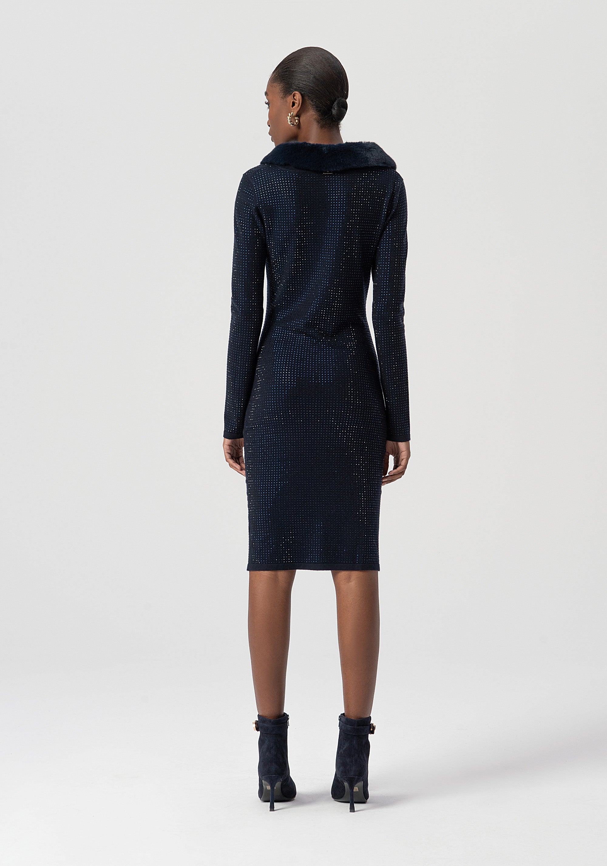 Dress slim fit middle length with shiny strasses Fracomina FS25WD5002K50201-064-3