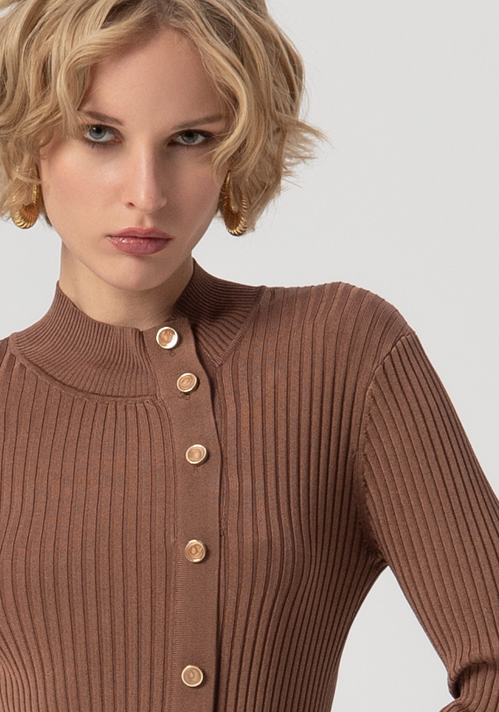 Knitted dress slim fit middle length with ribs Fracomina FS25WD5003K56101-091-3
