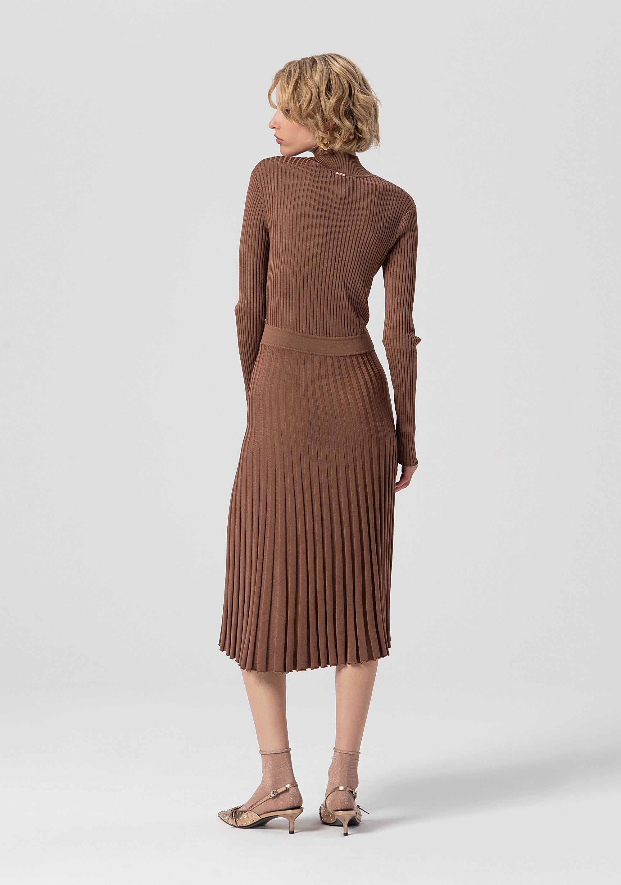 Knitted dress slim fit middle length with ribs Fracomina FS25WD5003K56101-091-4
