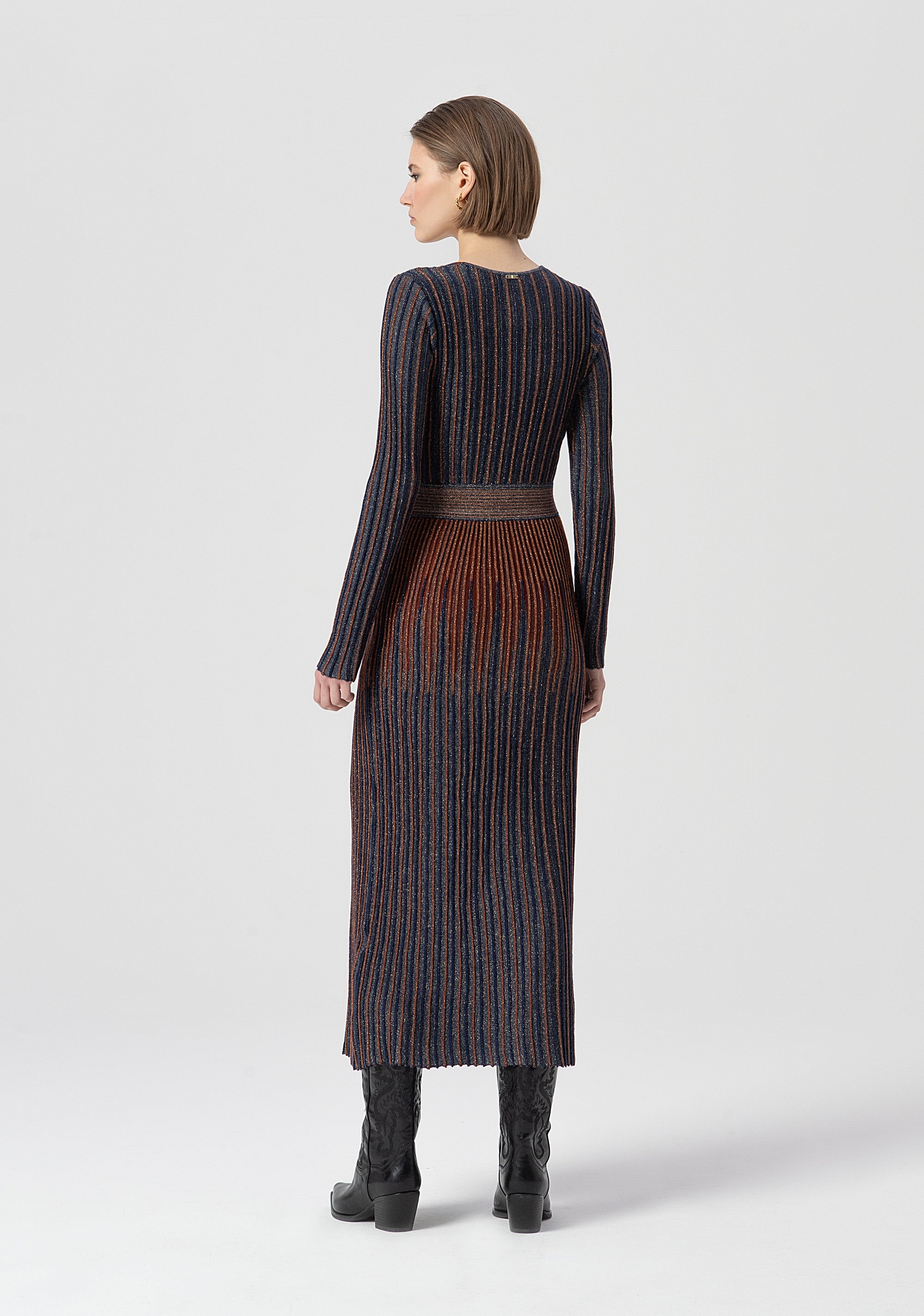 Knitted dress regular fit middle length made in wool and lurex Fracomina FS25WD5006K558Q7-M23-3