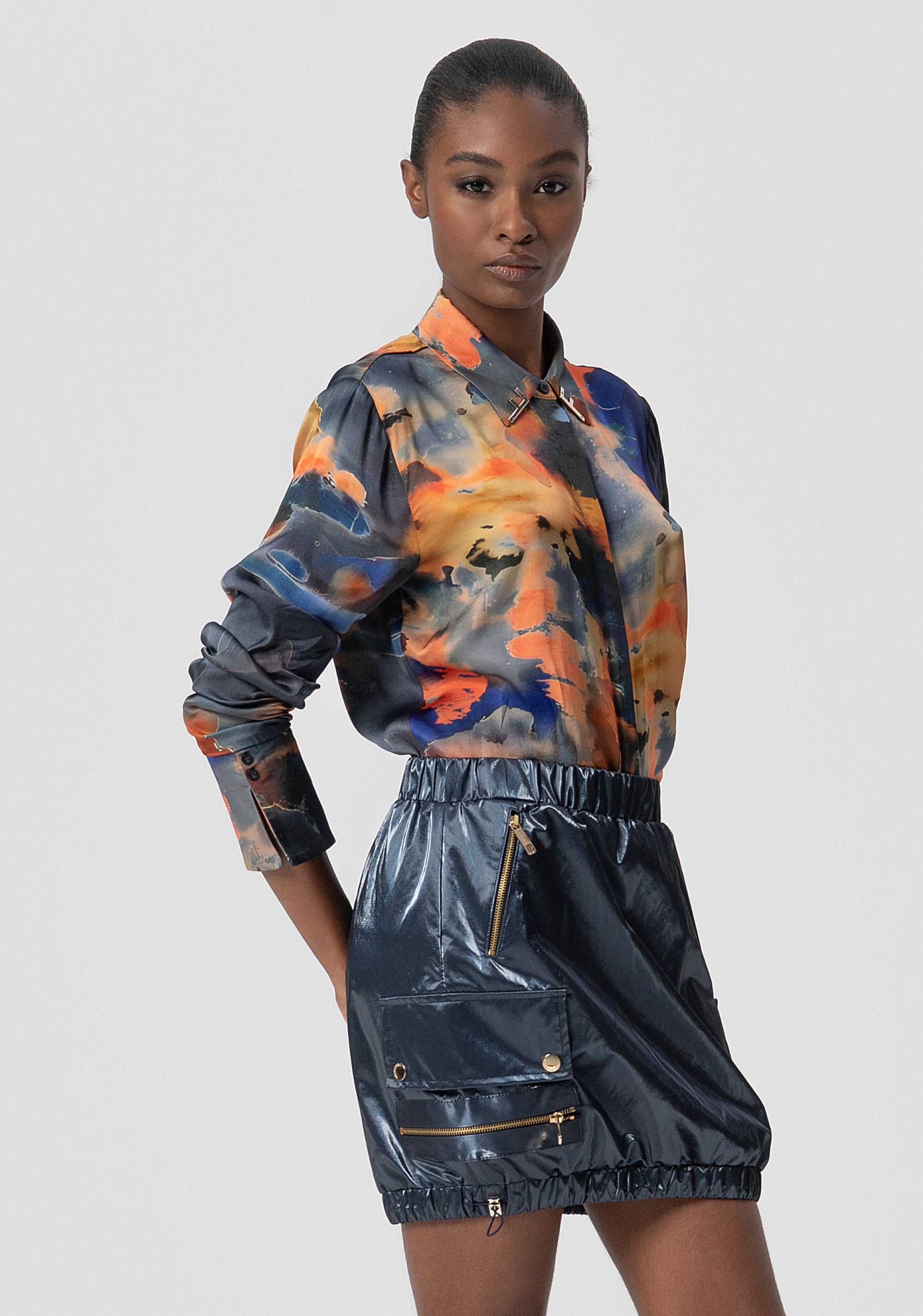 Mini skirt regular fit made in fabric with metallic effect Fracomina FS25WG1003W498P9-064-2