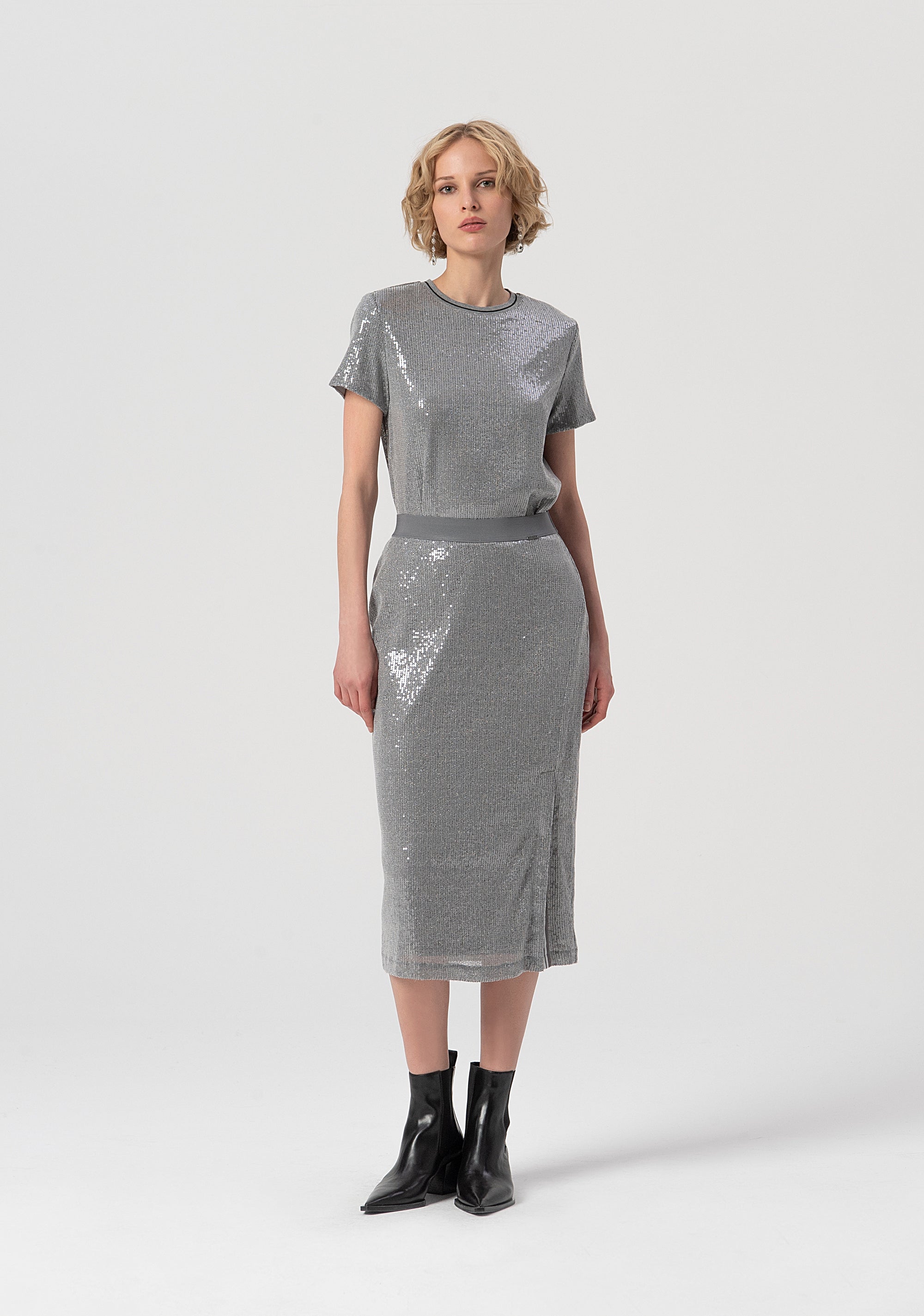 Sheath dress regular fit middle length with sequins Fracomina FS25WG2004W53601-156-1