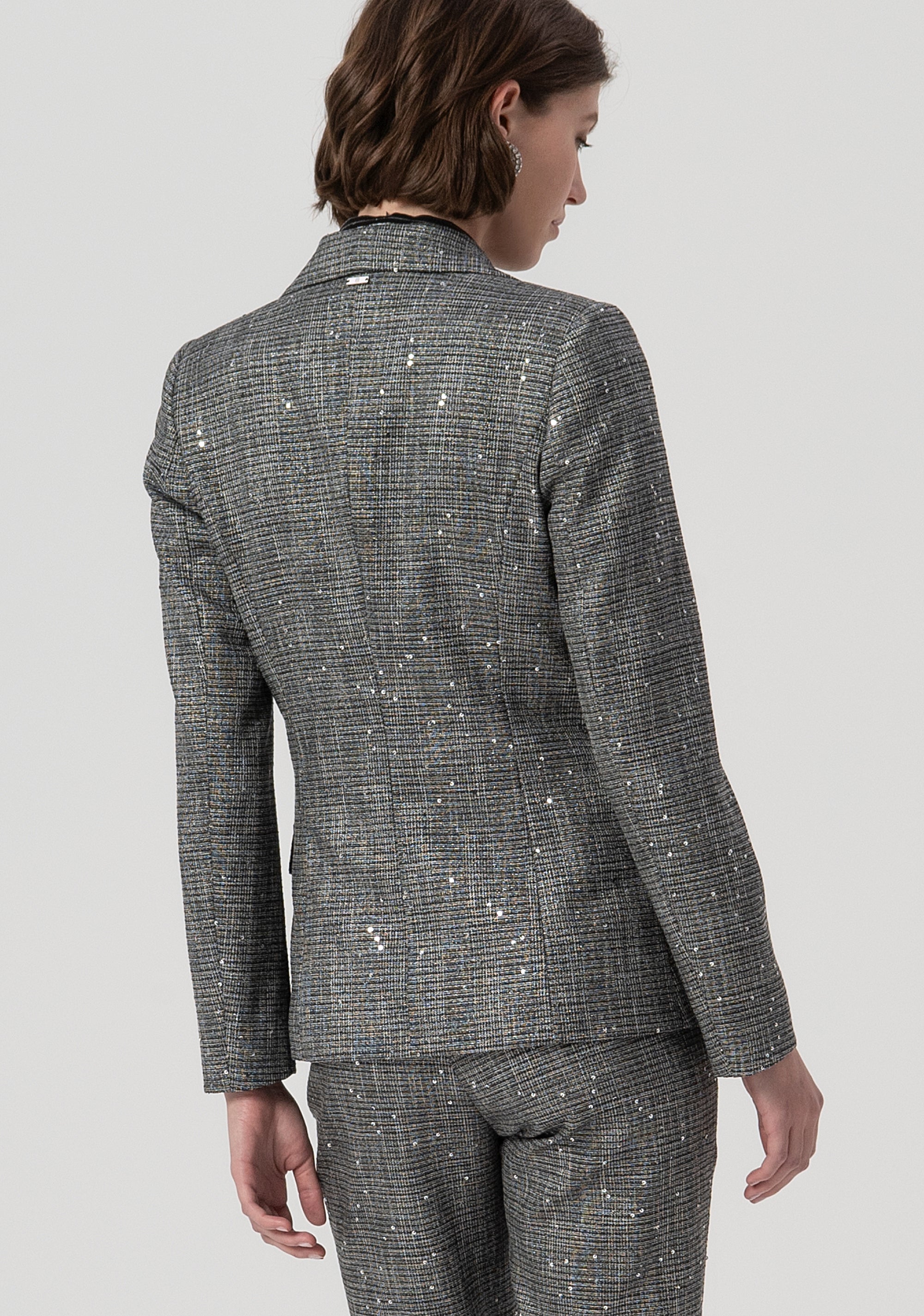 Blazer jacket regular fit double breasted made in tweed with sequins Fracomina FS25WJ2003W821J5-053-3
