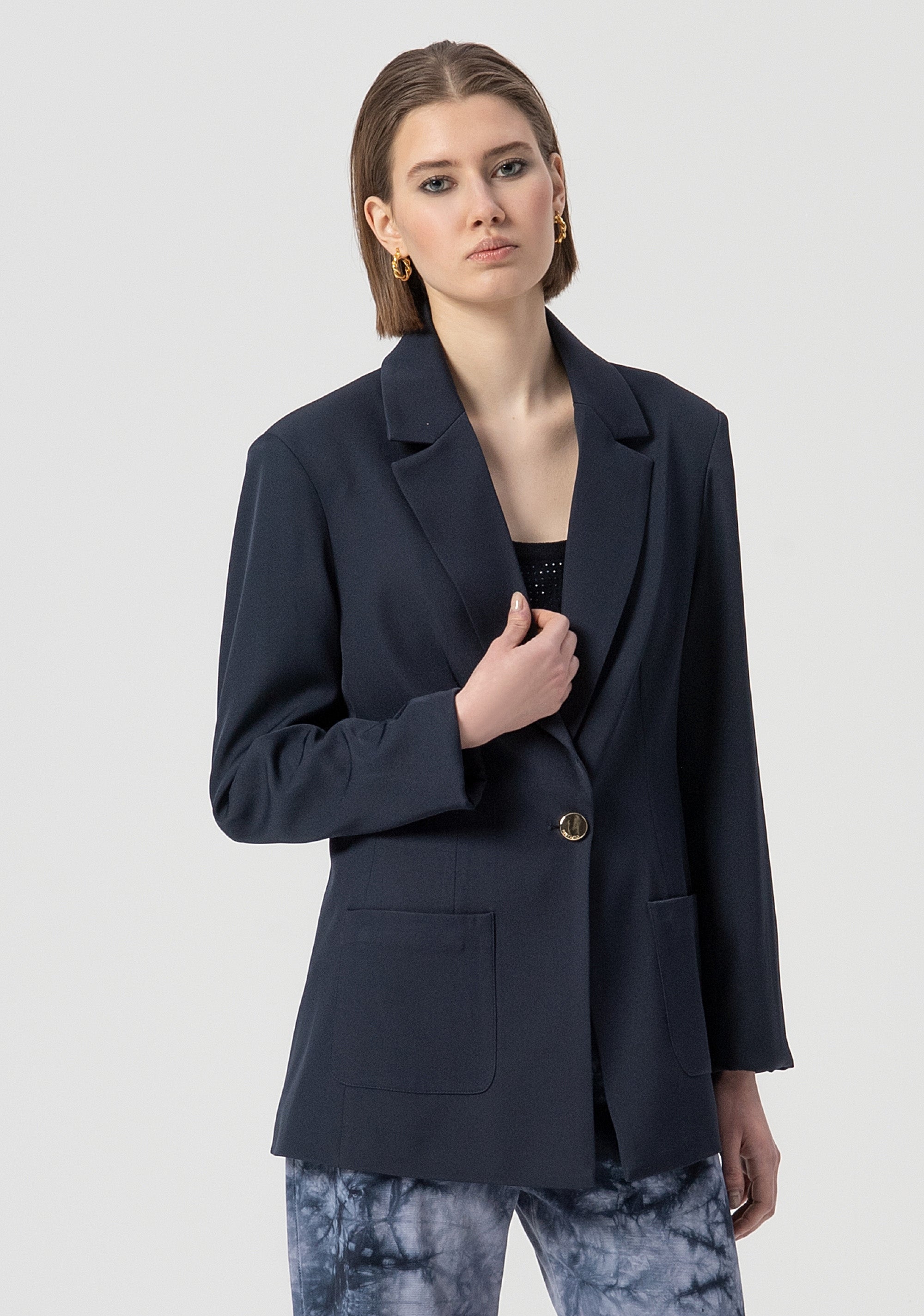 Long blazer jacket regular fit single breasted Fracomina FS25WJ3001W47601-064-1