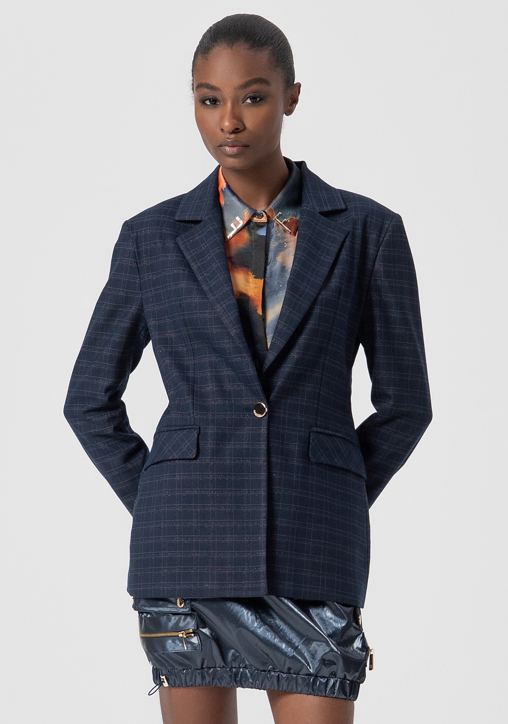 Blazer jacket regular fit single breasted with square shaped pattern Fracomina FS25WJ3002W56195-064-1