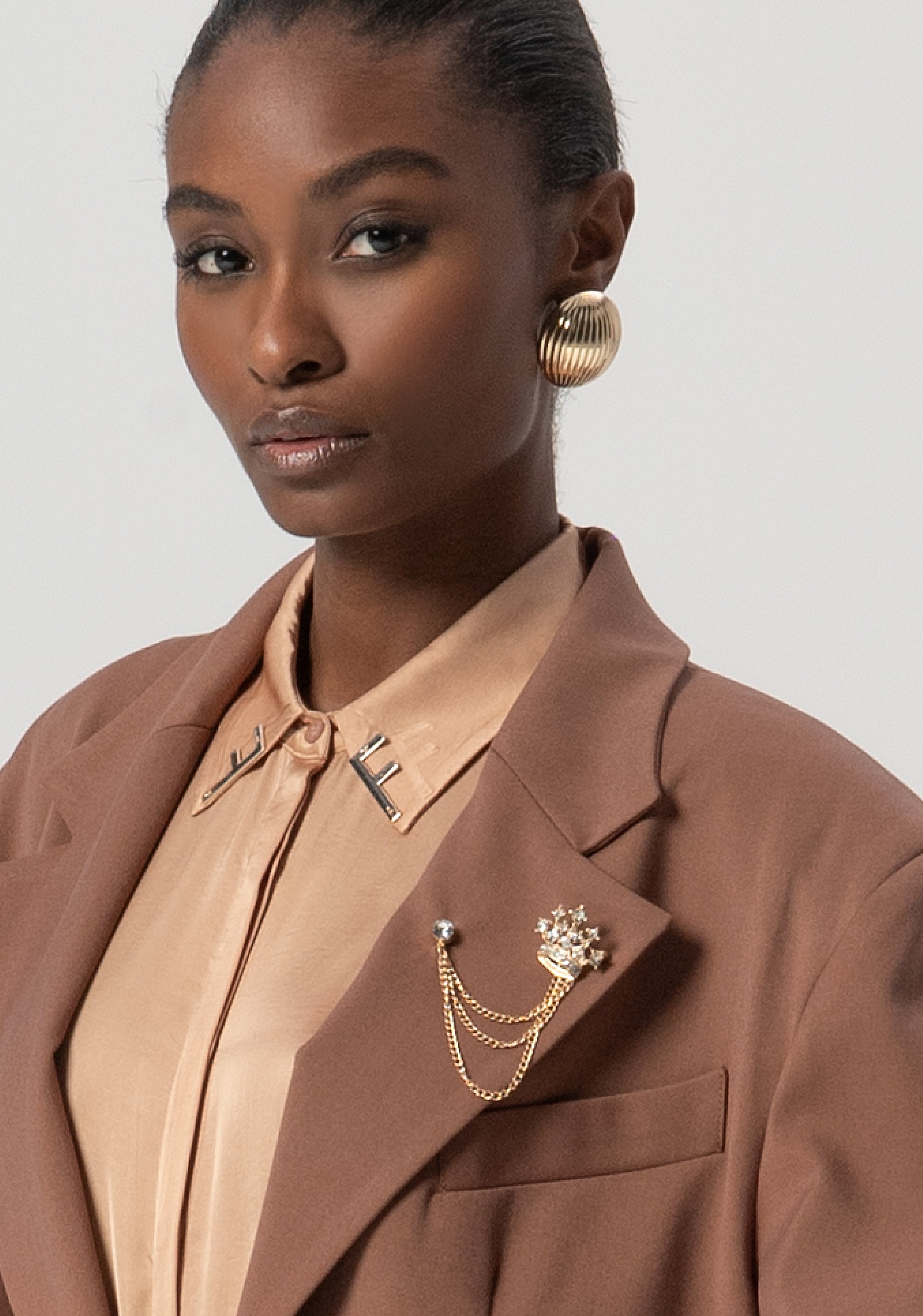 Long blazer jacket over fit made in satin Fracomina FS25WJ3005W66101-091-2