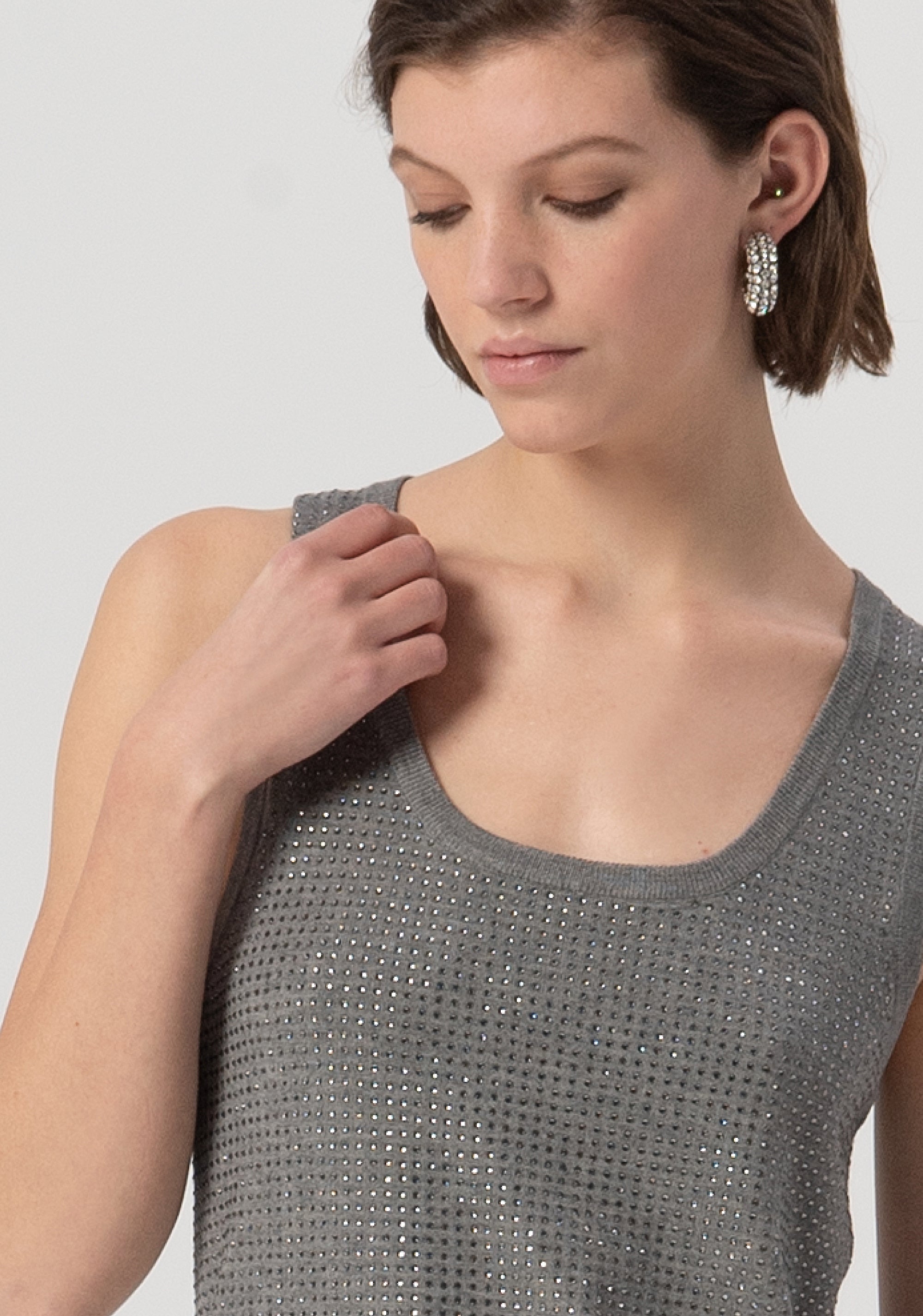 Tank top with strasses Fracomina FS25WT4001K50201-156-2