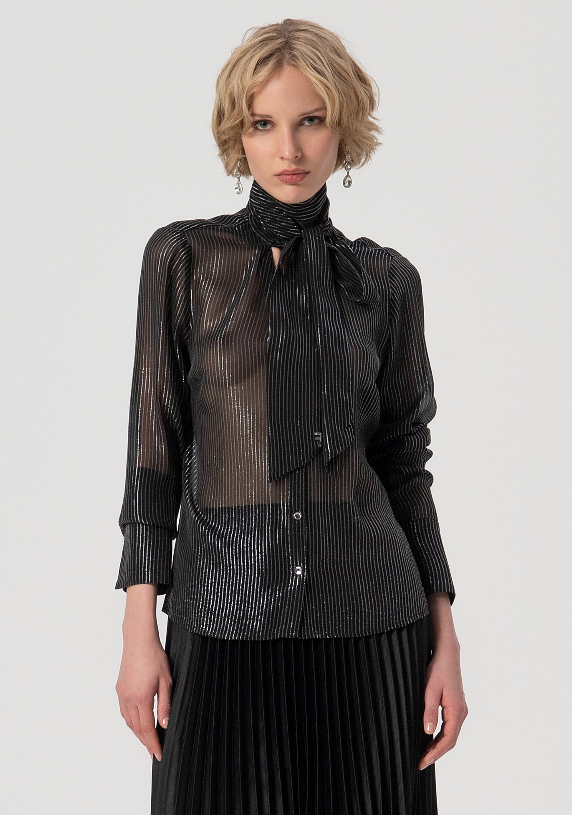 Blouse regular fit with pinstriped fabric with lurex Fracomina FS25WT6002W822Q7-053-1