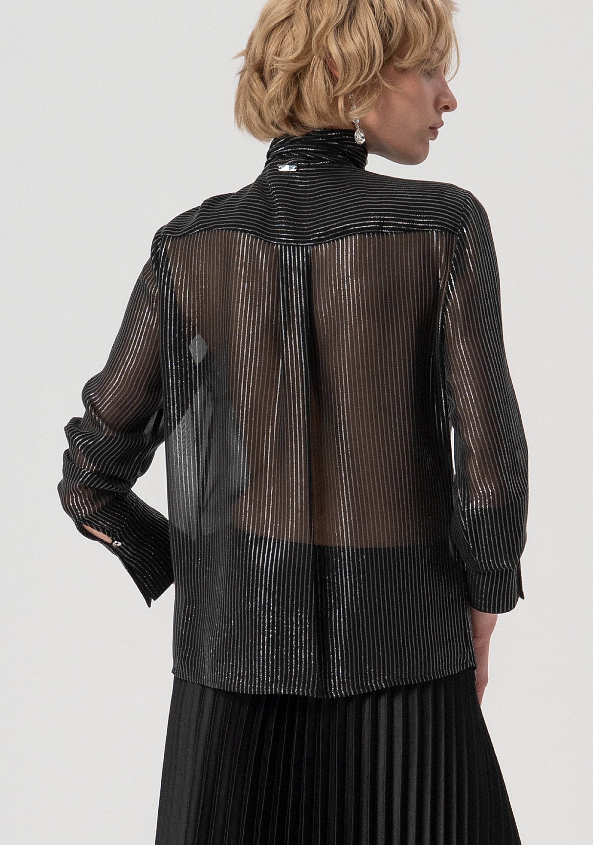 Blouse regular fit with pinstriped fabric with lurex Fracomina FS25WT6002W822Q7-053-3