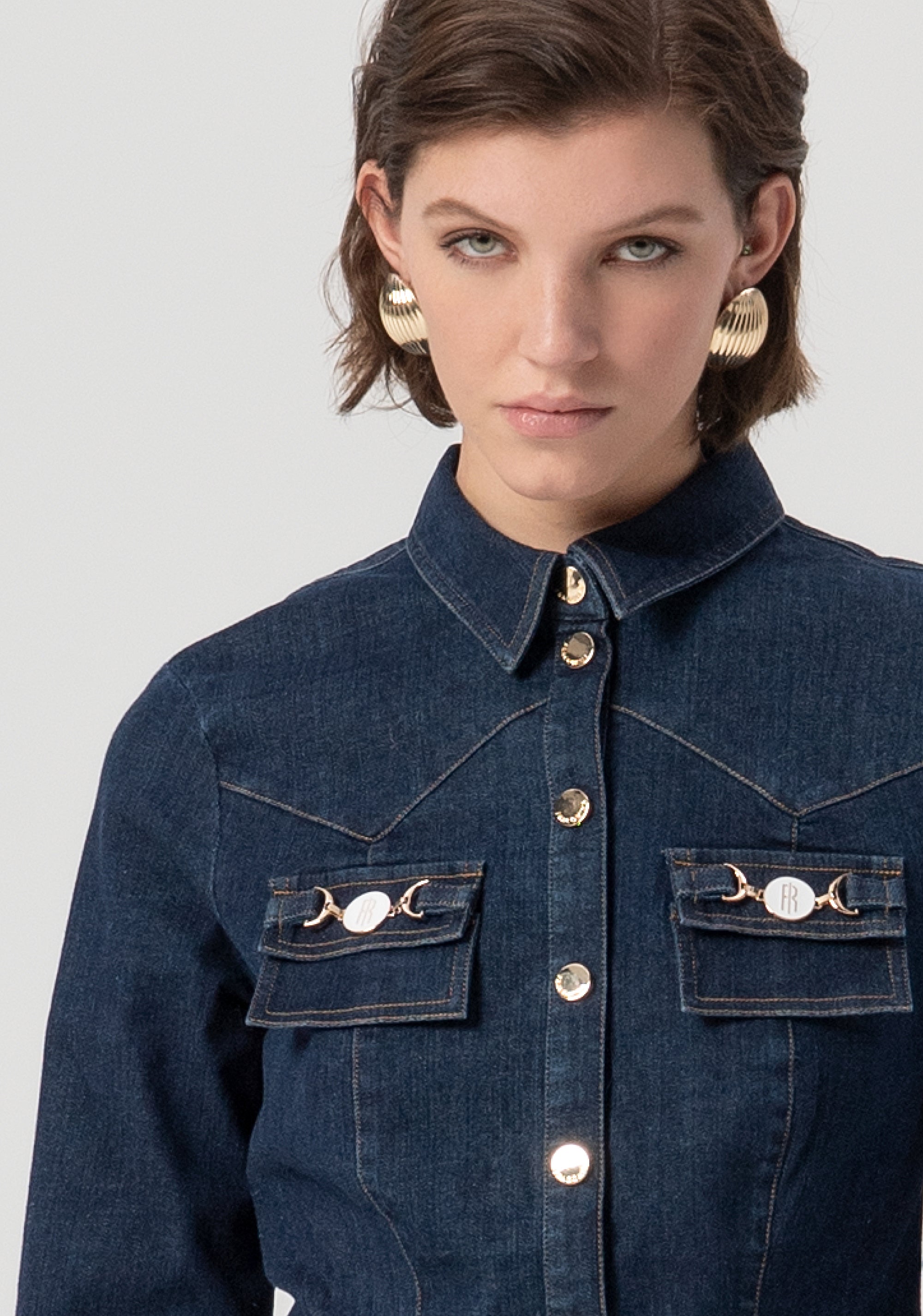 Shirt slim fit made in denim with middle wash Fracomina FS25WT6004W78201-064-2