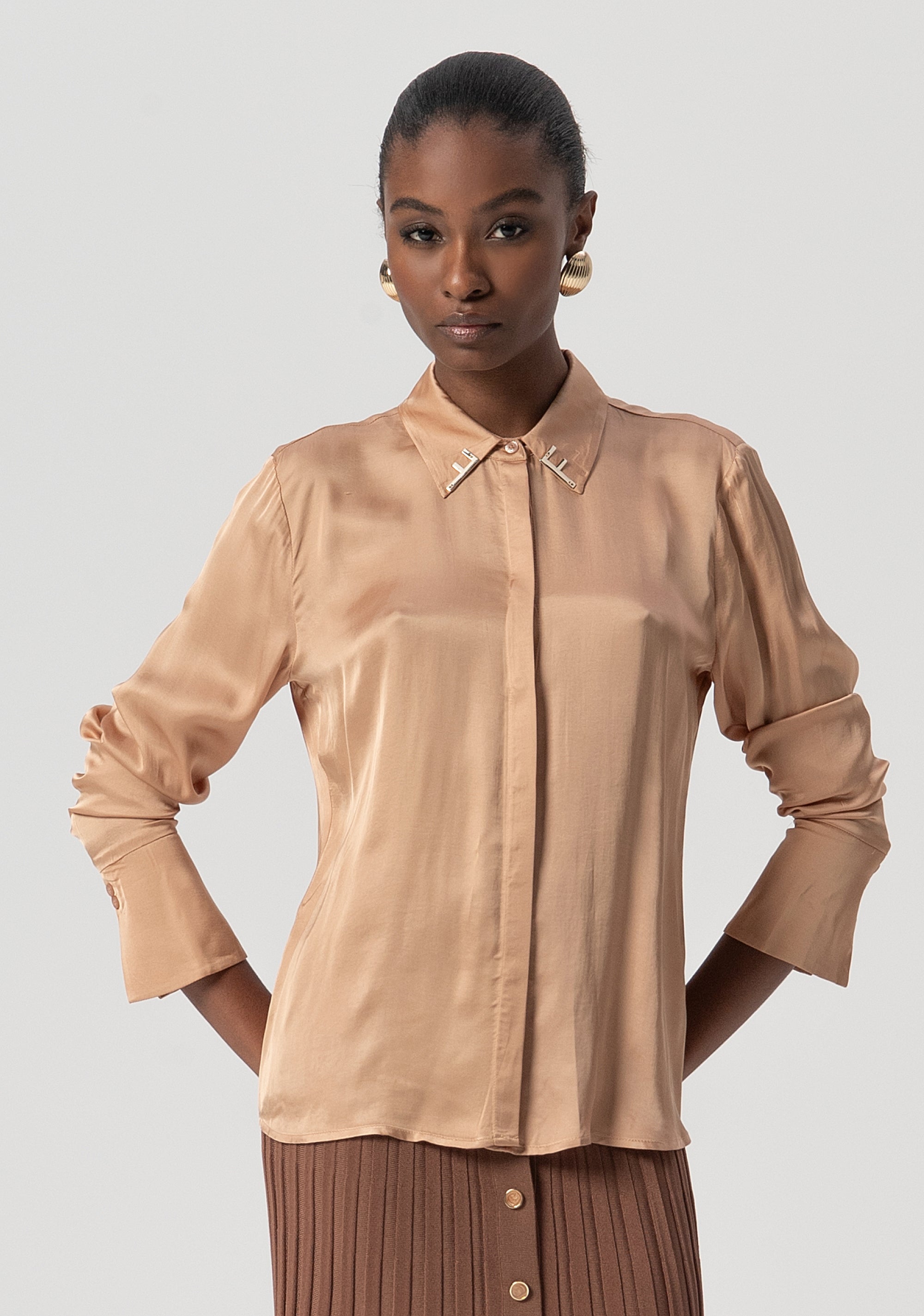 Shirt regular fit made in satin Fracomina FS25WT6010W65101-050-1