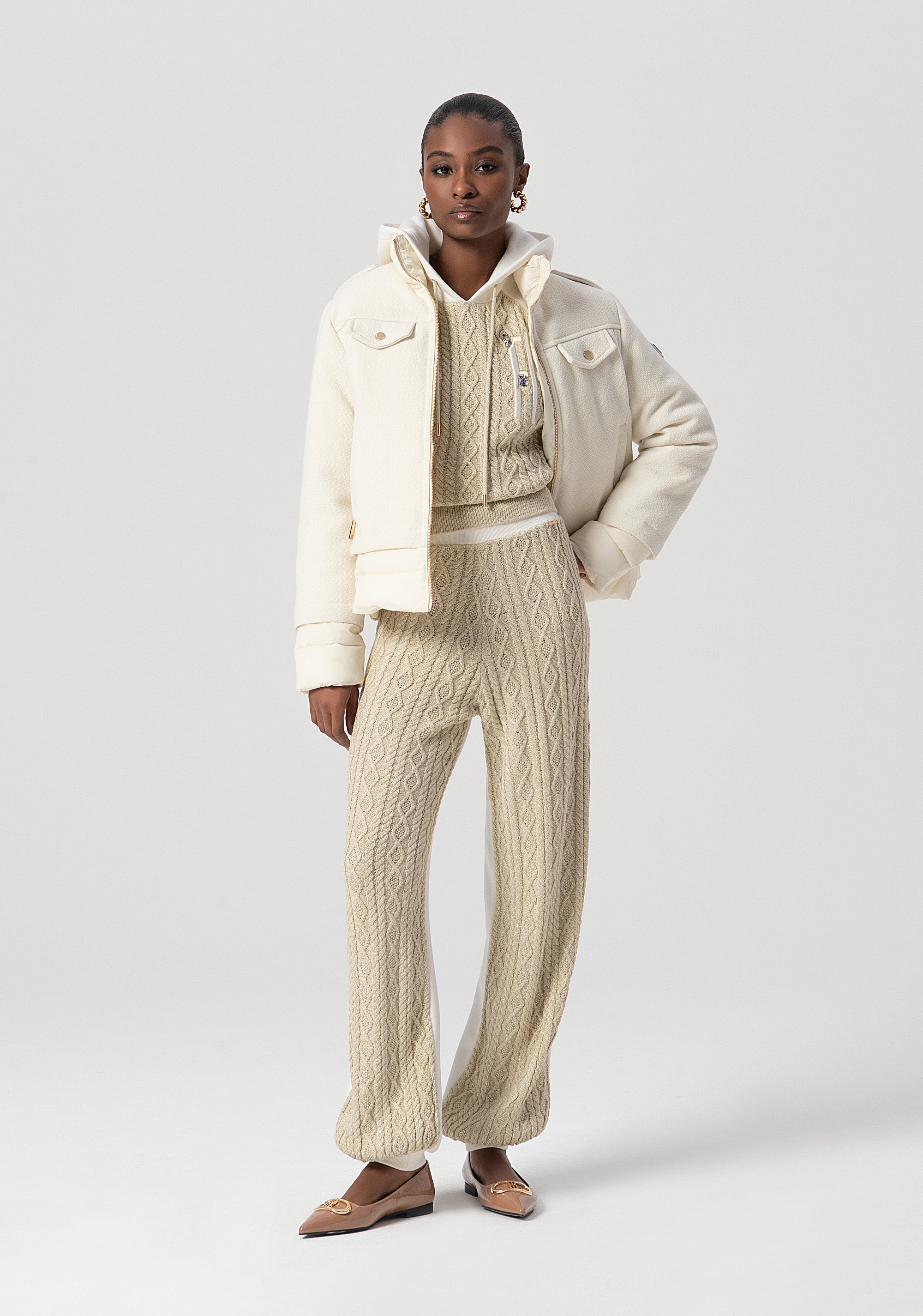 Sweater over fit with knitted details with plaits Fracomina FS25WT7001K456Q7-108-4