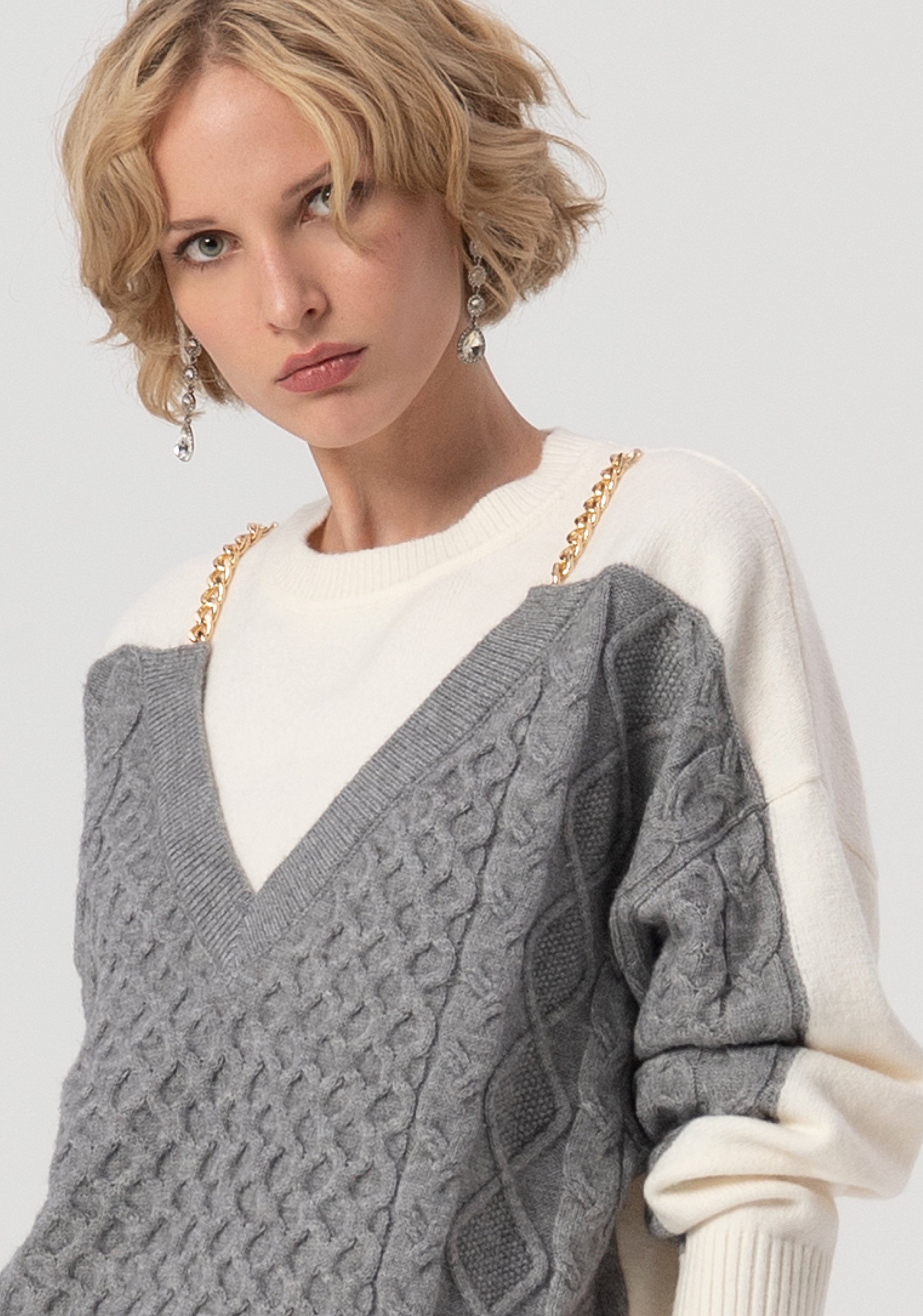 Knitwear over fit with plaits detail Fracomina FS25WT7016K47101-636-2