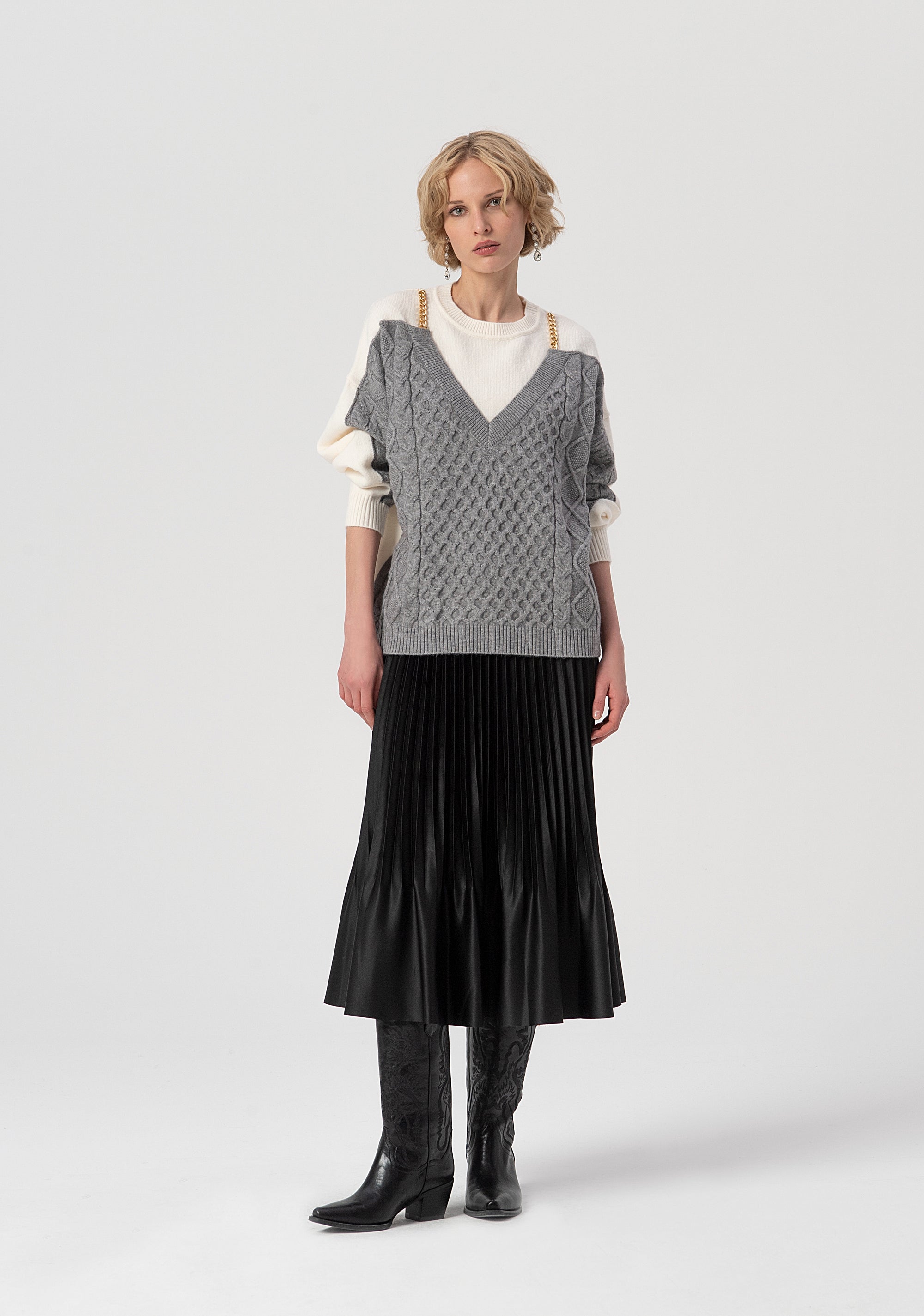 Knitwear over fit with plaits detail Fracomina FS25WT7016K47101-636-4