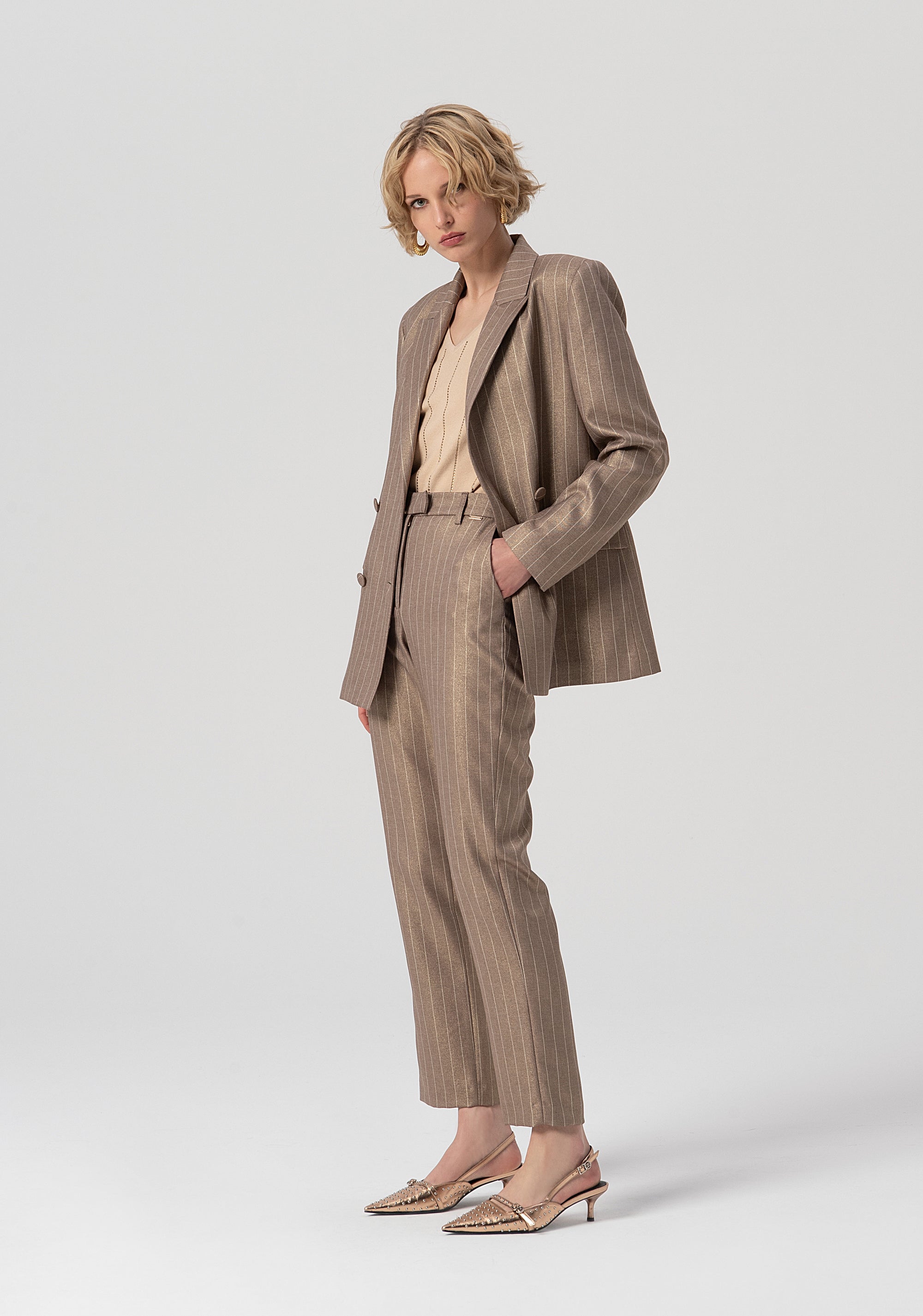 Cigarette pant regular fit made in pinstriped fabric Fracomina FS25WV2004W479T4-G16-4