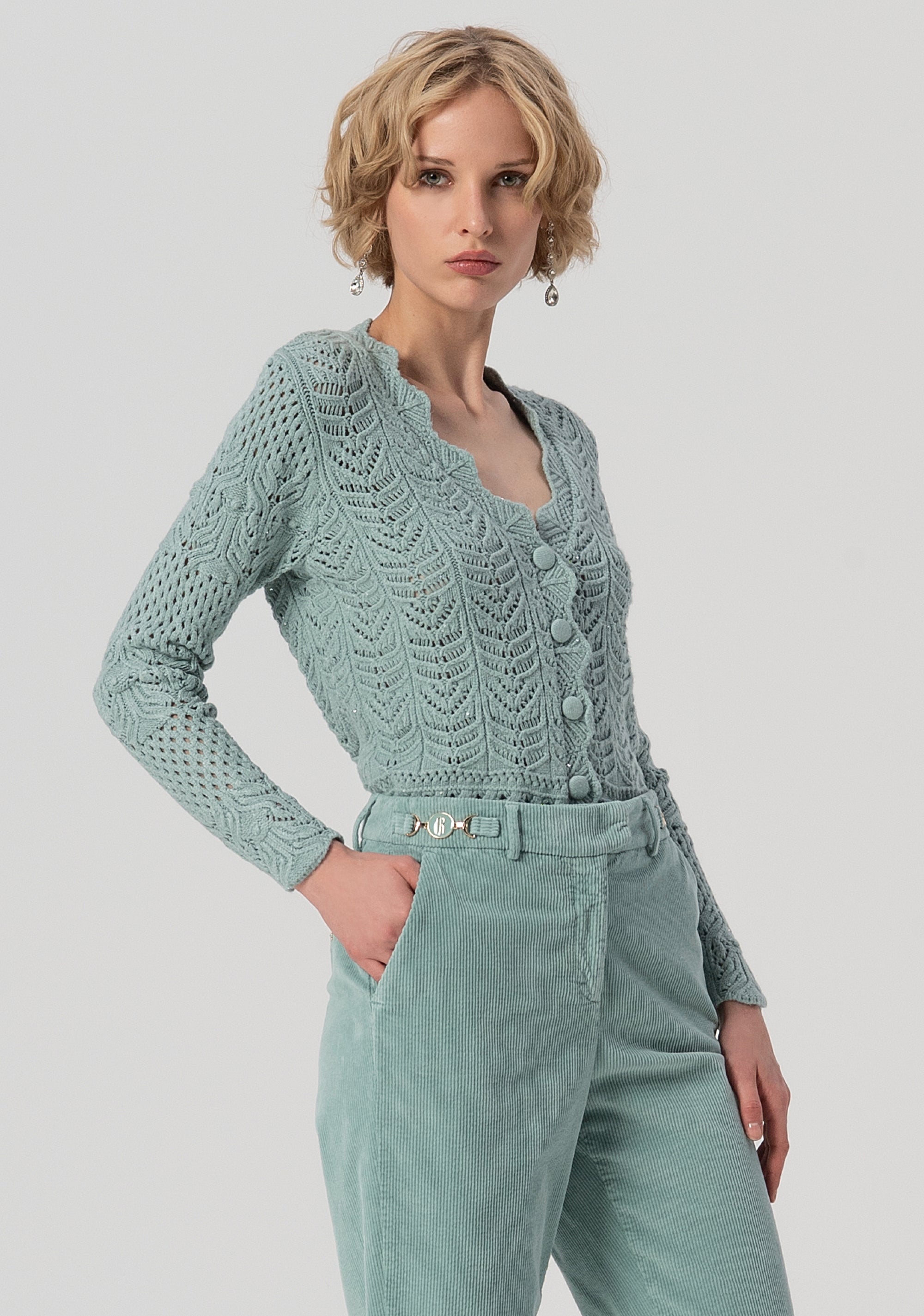 Cigarette pant regular fit made in needlecord velvet Fracomina FS25WV2006W59401-806-2