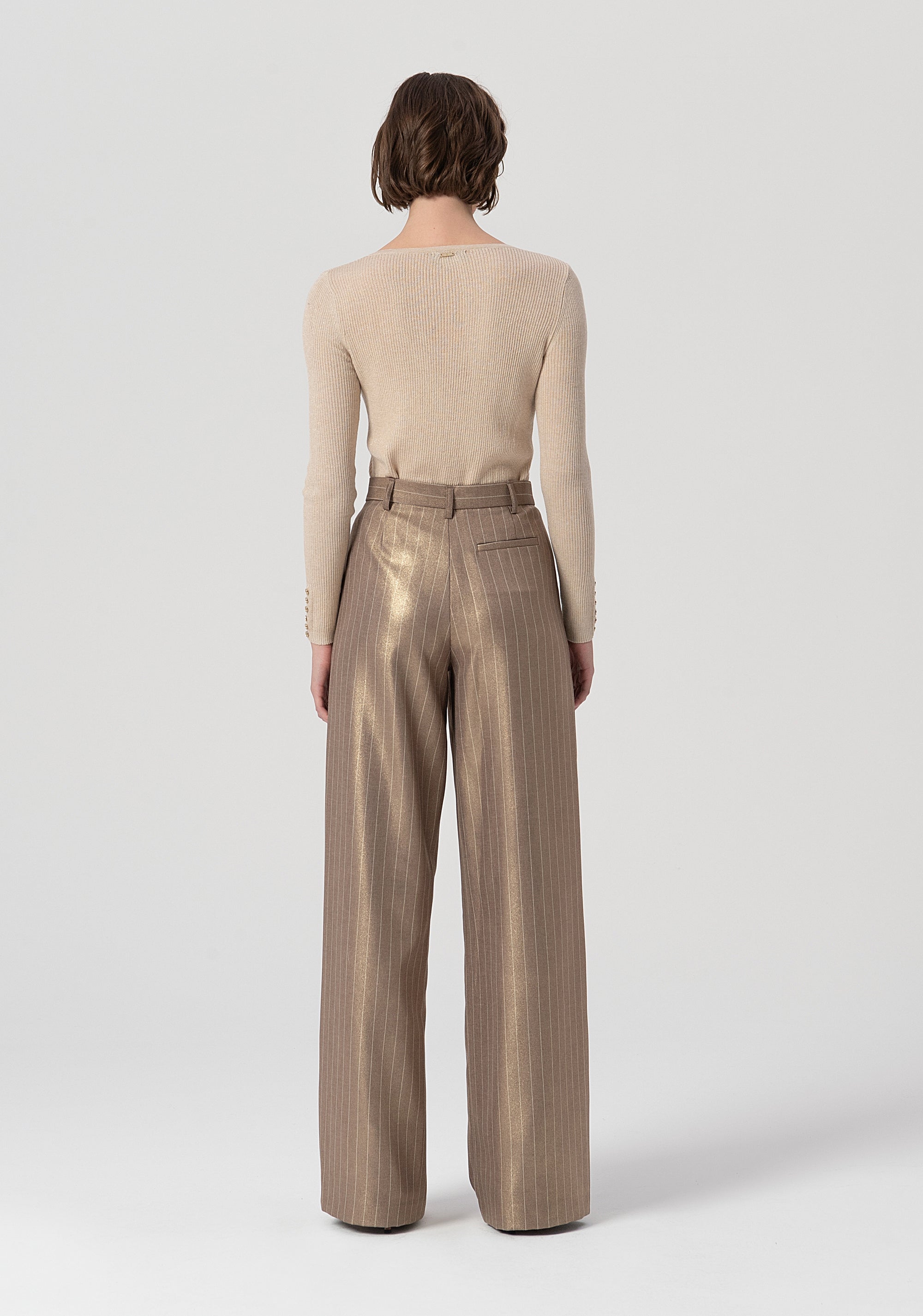 Palazzo pant flare made in pinstriped fabric Fracomina FS25WV3006W479T4-G16-4