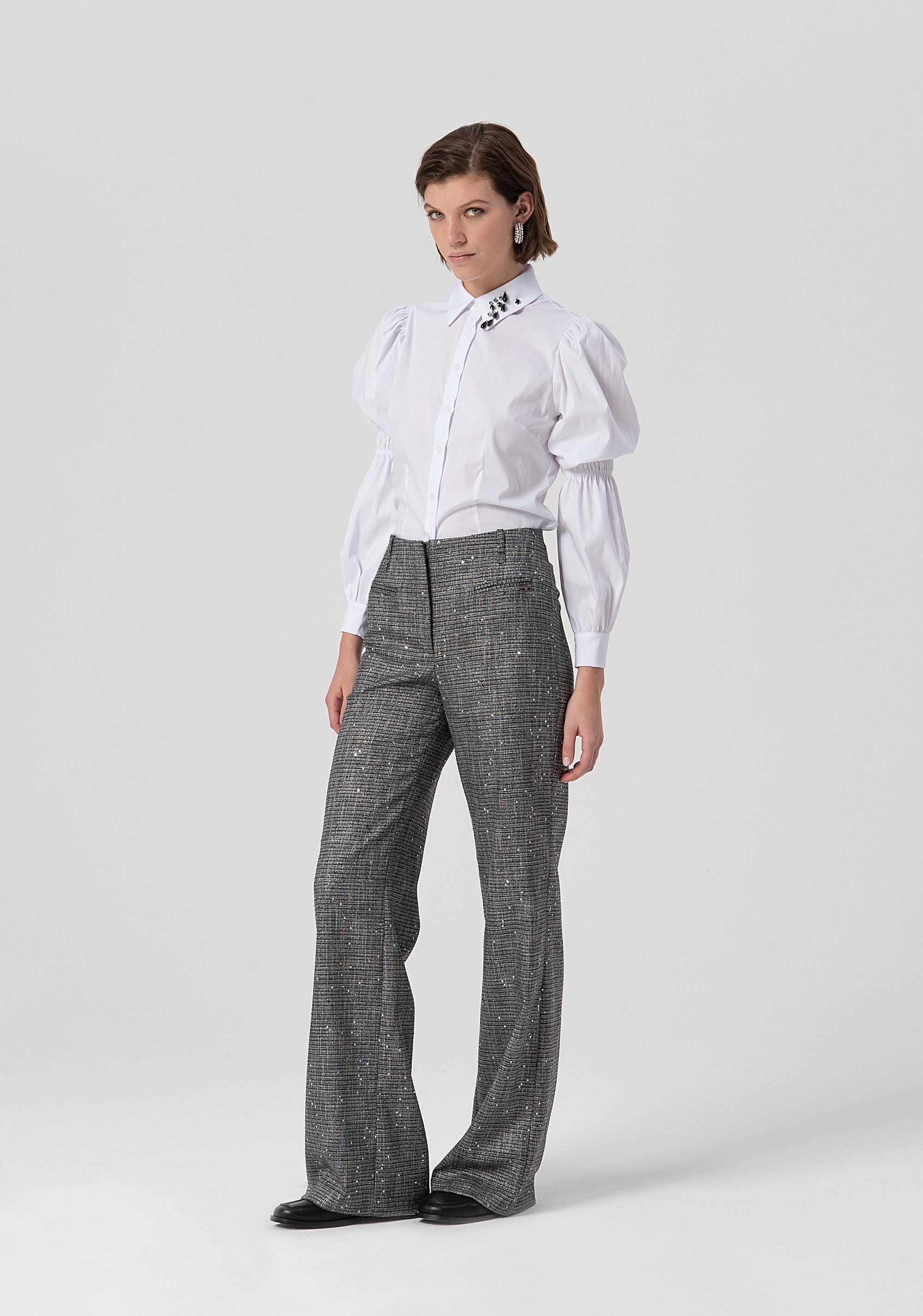 Palazzo pant flare made in tweed with sequins Fracomina FS25WV3007W821J5-053-1