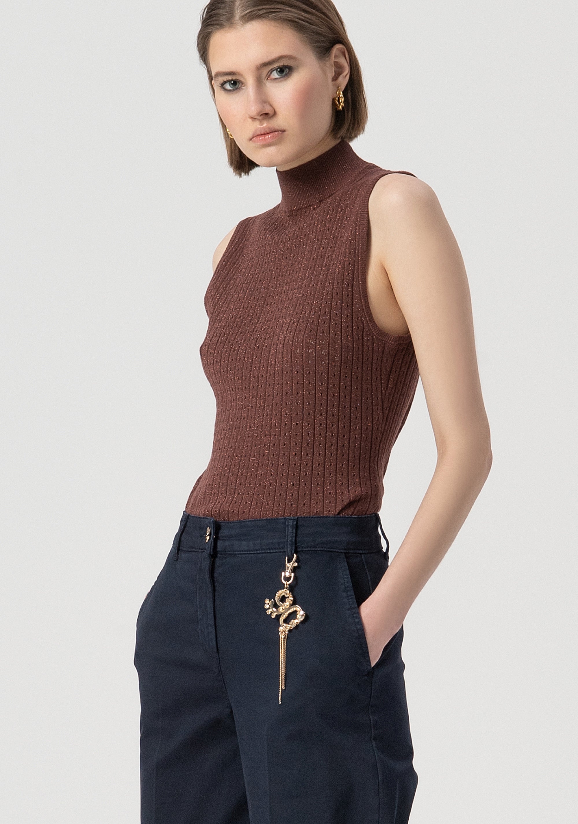 Palazzo pant flare made in gabardine Fracomina FS25WV3008W42001-064-2