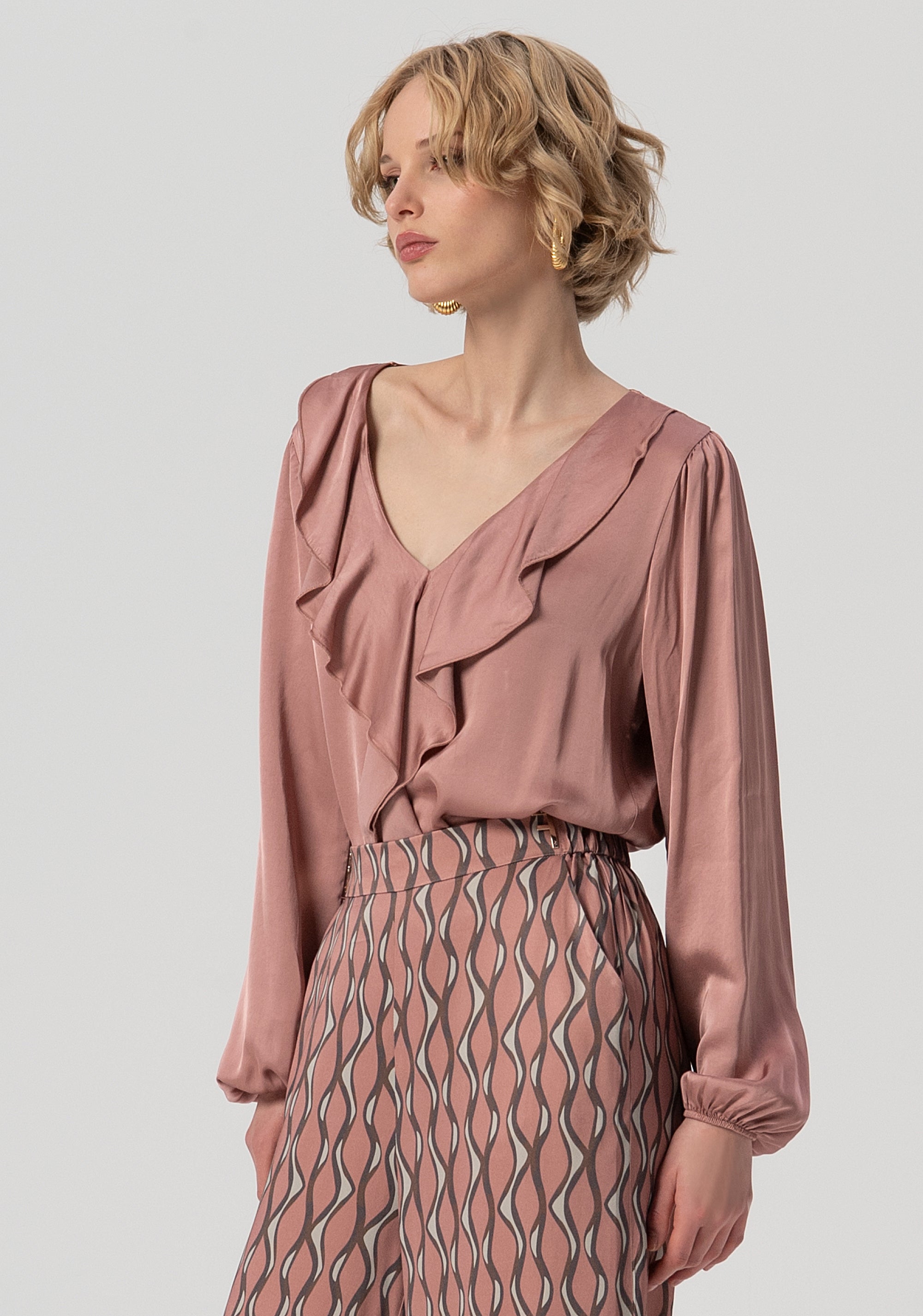Palazzo pant flare with geometric pattern Fracomina FS25WV3014W732K5-238-2