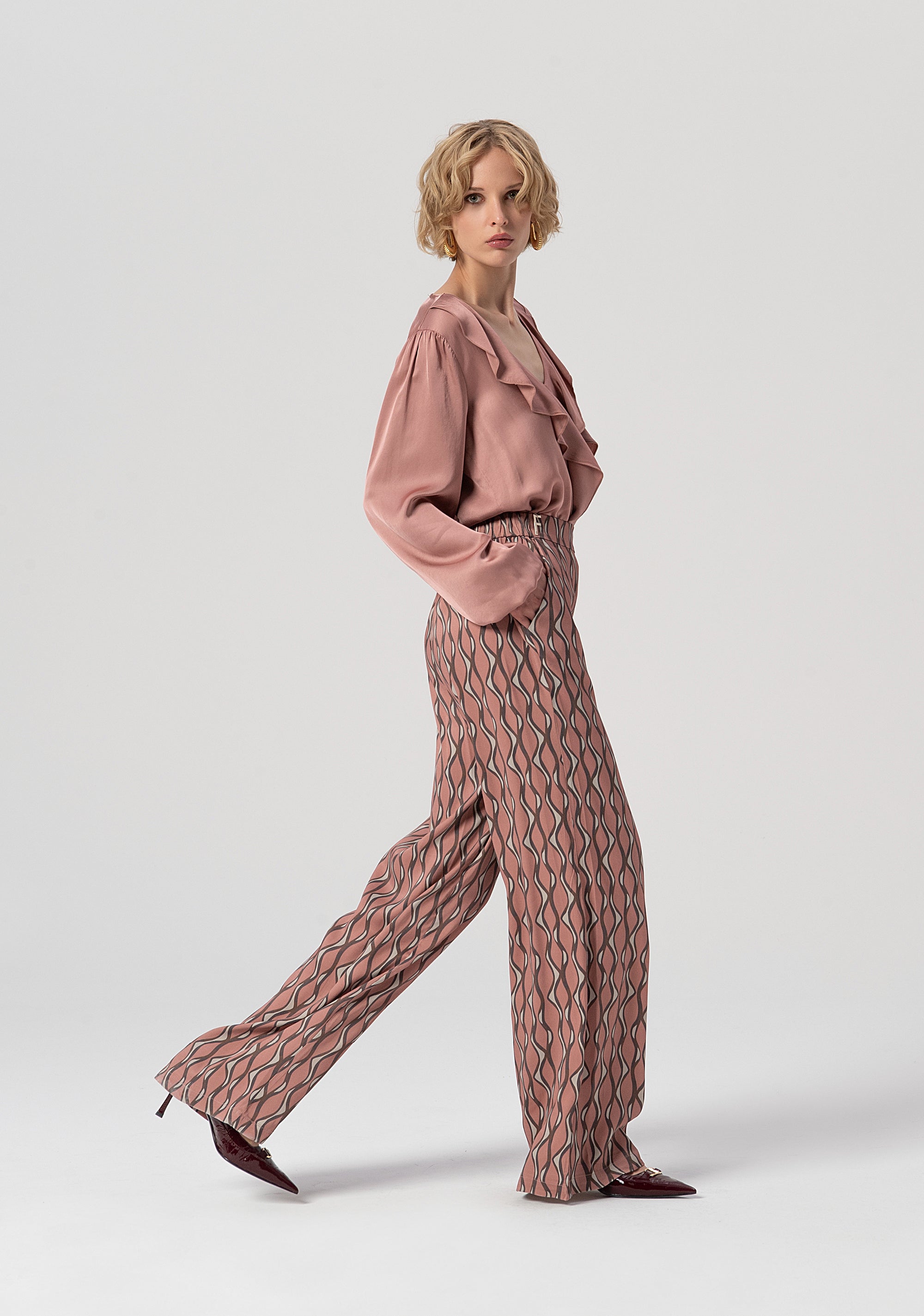 Palazzo pant flare with geometric pattern Fracomina FS25WV3014W732K5-238-3