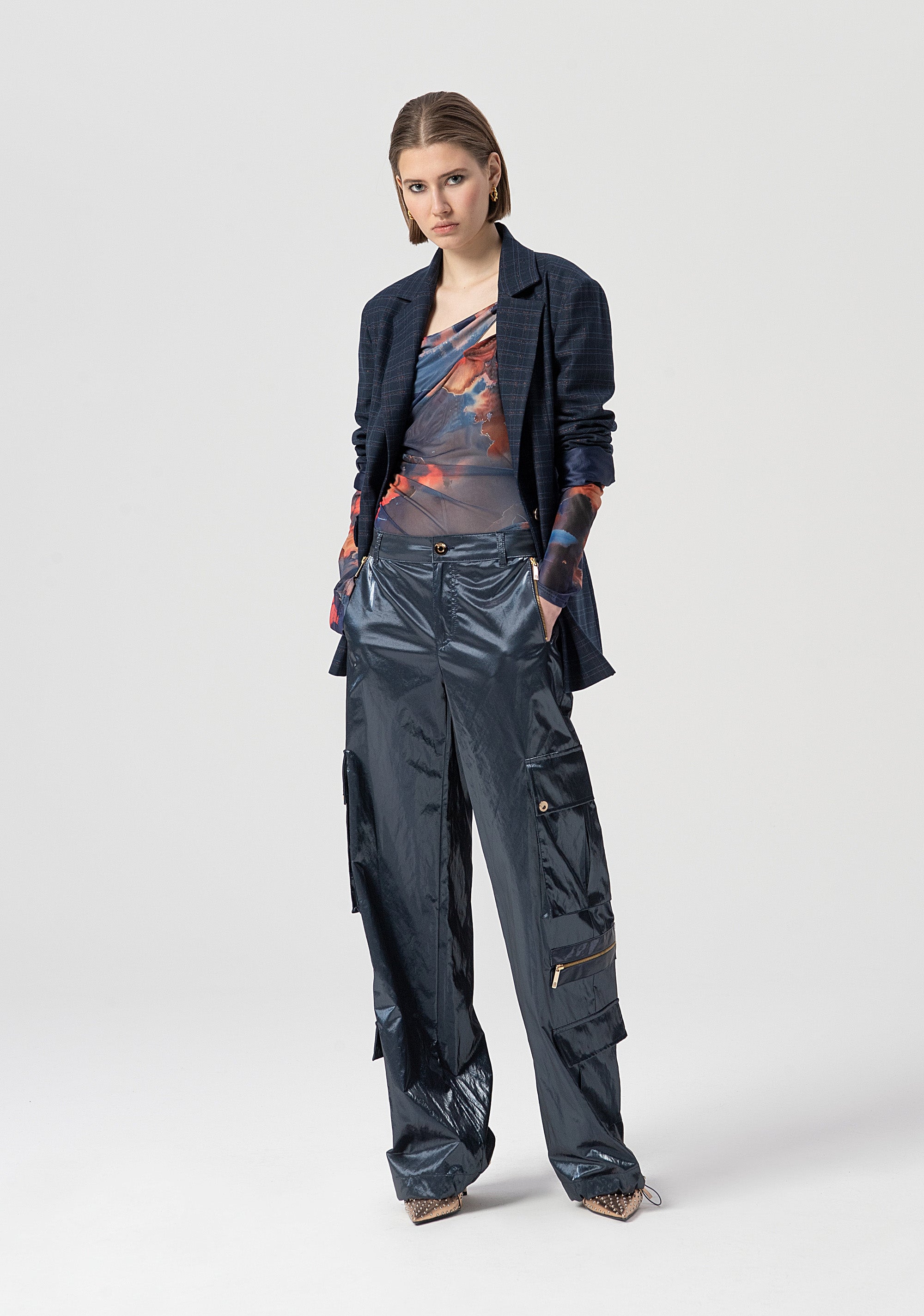 Cargo pant made in shiny fabric Fracomina FS25WVC002W498P9-064-4
