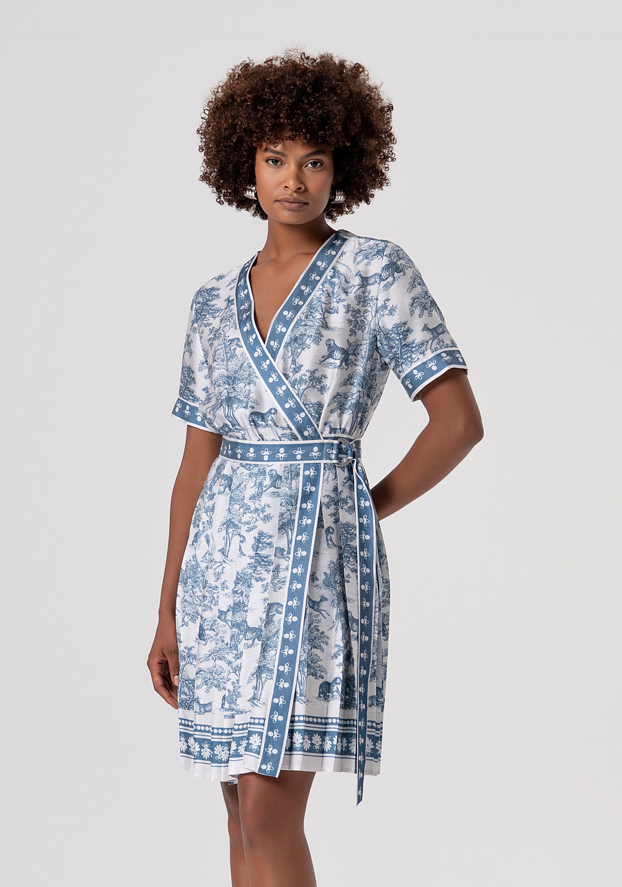 Mini wrap dress regular fit with fantasy pattern Fracomina FS26SD1010W435K5-083-2