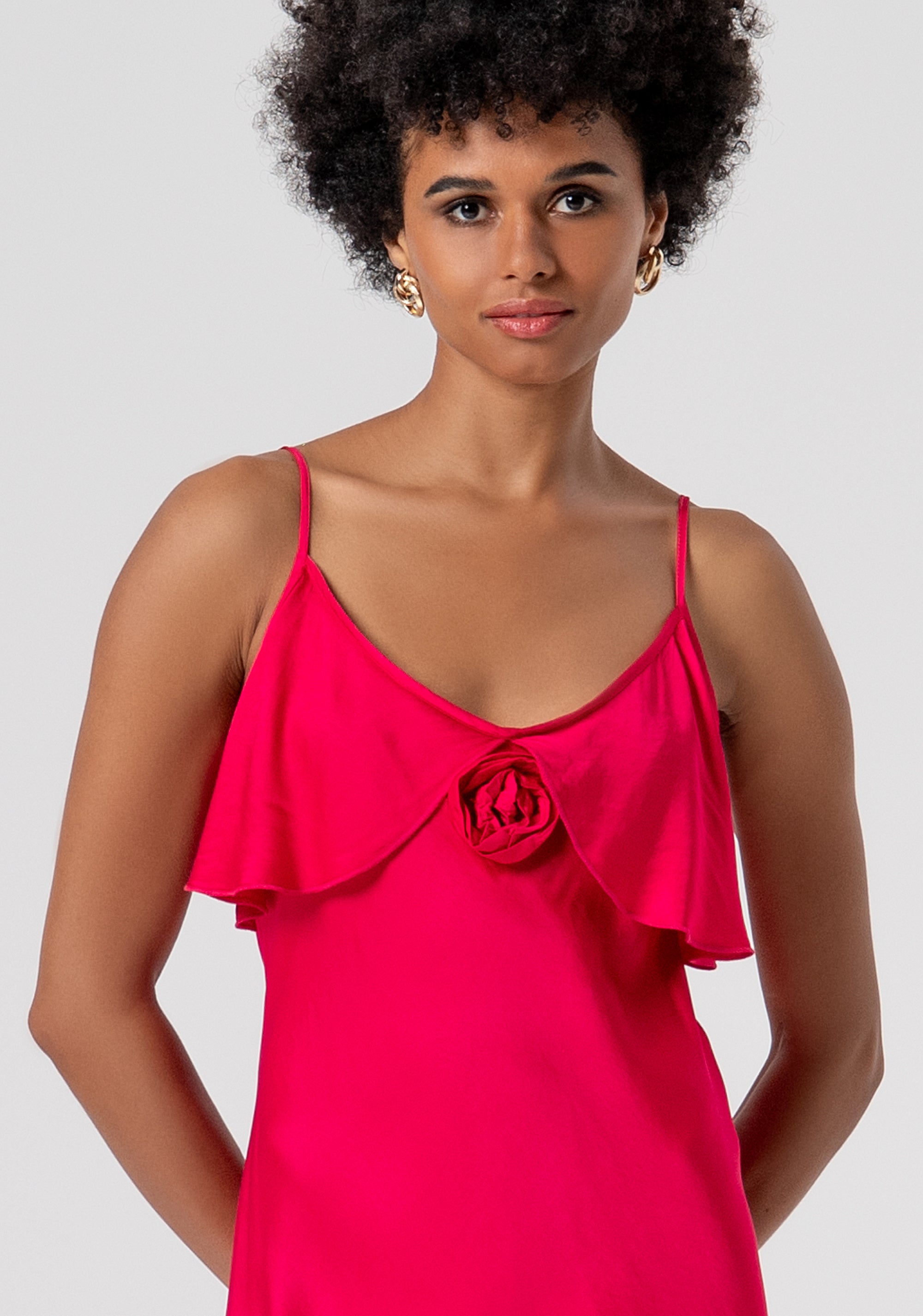 Sleeveless dress middle length made in viscose satin Fracomina FS26SD2007W58301-689-2